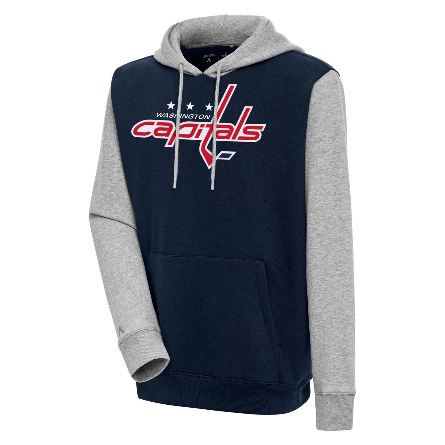 Antigua /Heather Gray Washington Capitals Victory Colorblock Pullover Hoodie