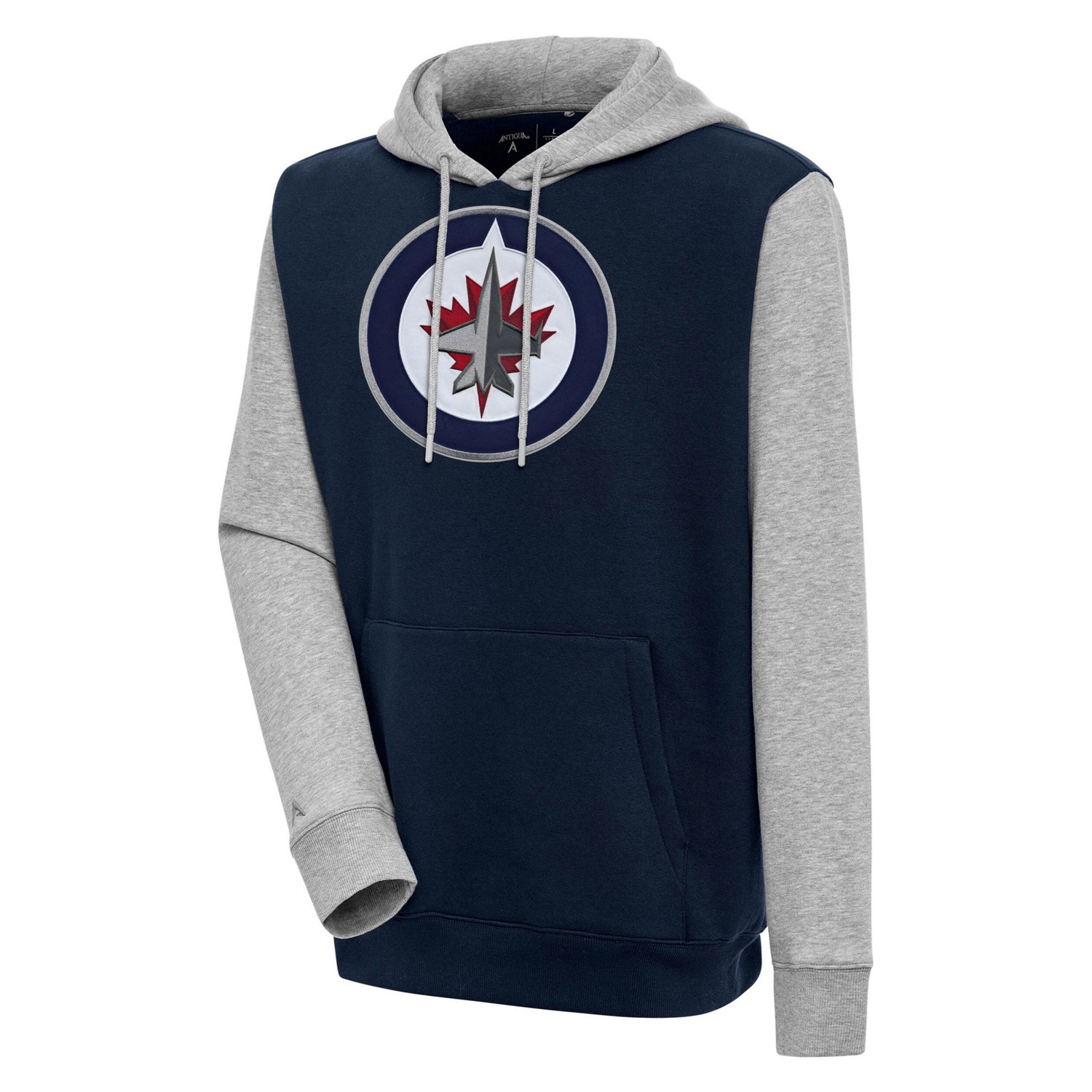 Antigua /Heather Gray Winnipeg Jets Victory Colorblock Pullover Hoodie                                                           - view number 1