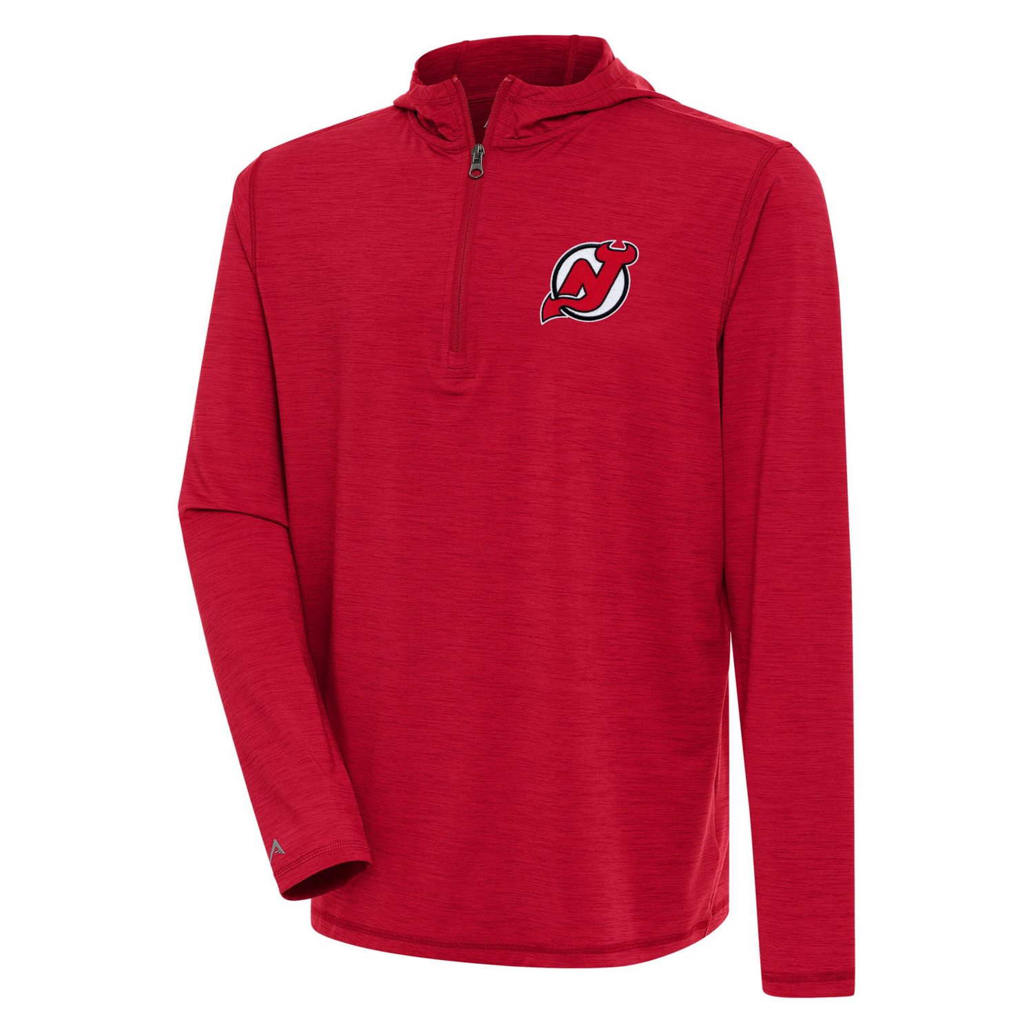 Antigua Heather New Jersey Devils Tidy Quarter-Zip Pullover Hoodie                                                               - view number 1