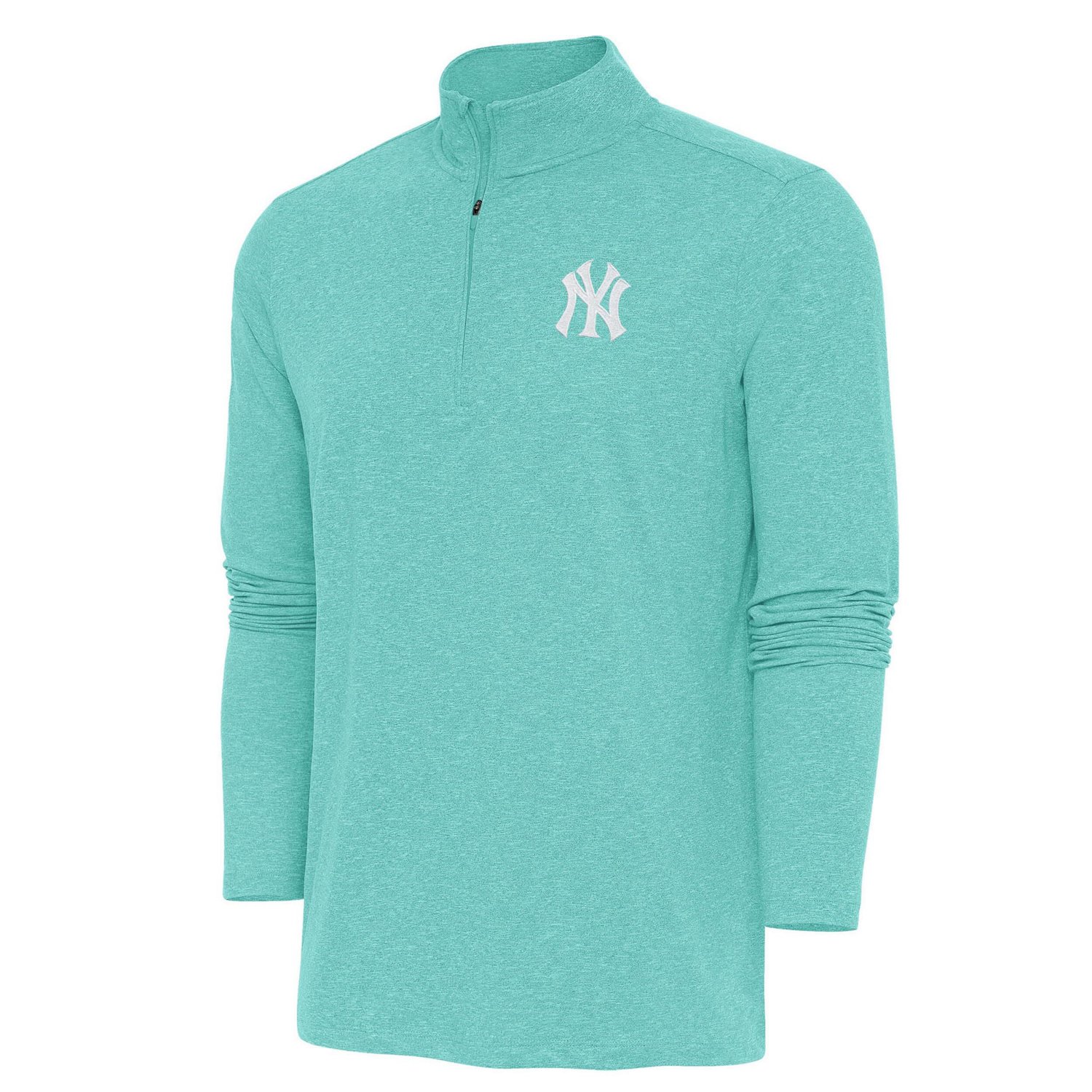 Antigua Heather New York Yankees Hunk Quarter-Zip Top