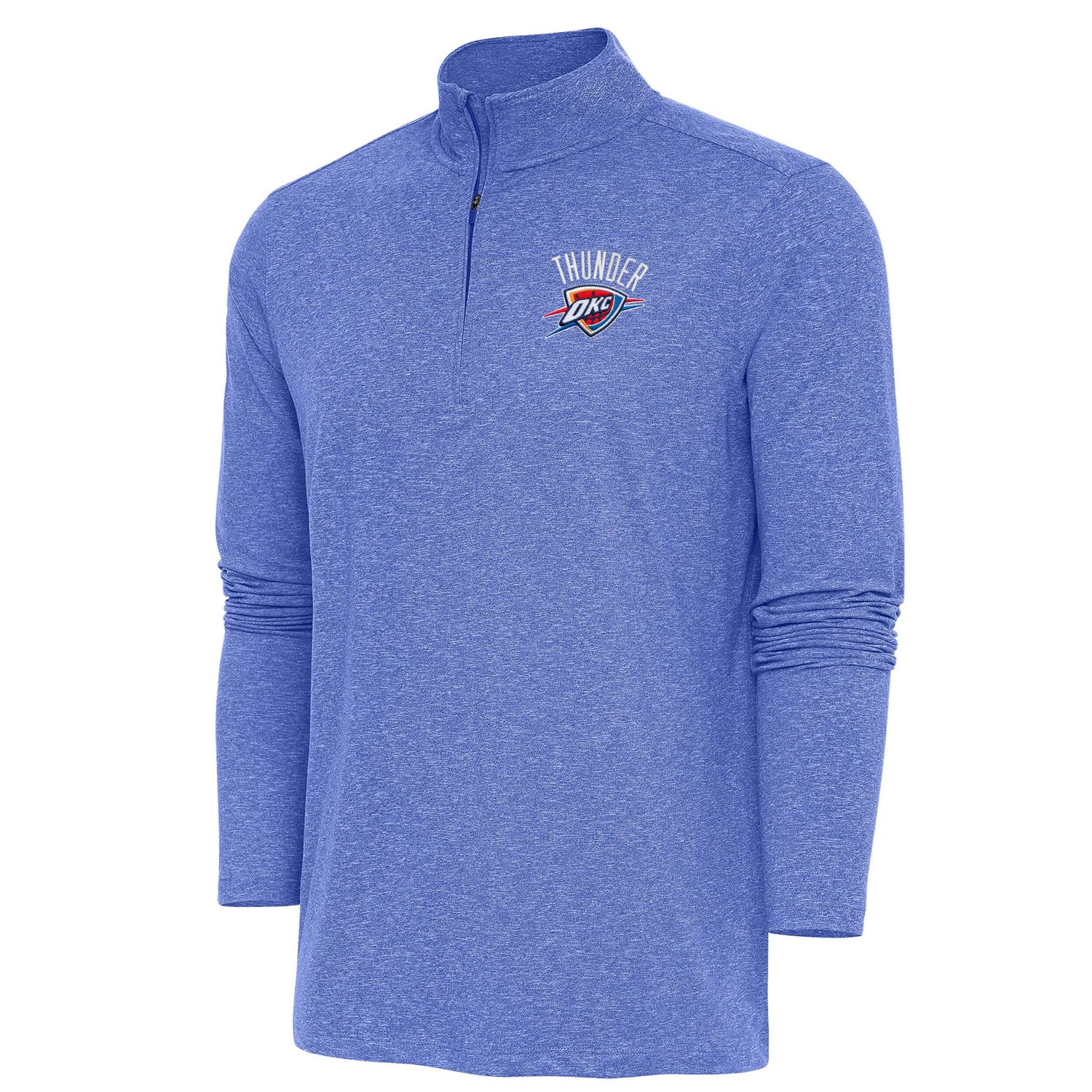 Antigua Heather Oklahoma City Thunder Hunk Quarter-Zip Pullover Top