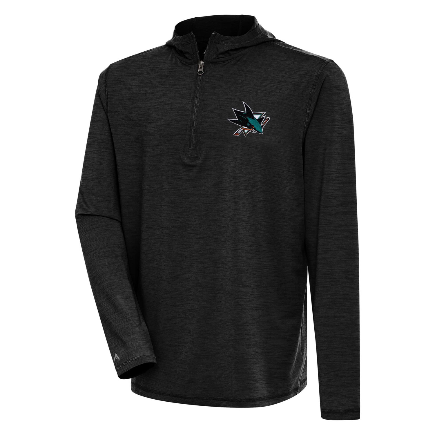 Antigua Heather San Jose Sharks Tidy Quarter-Zip Pullover Hoodie