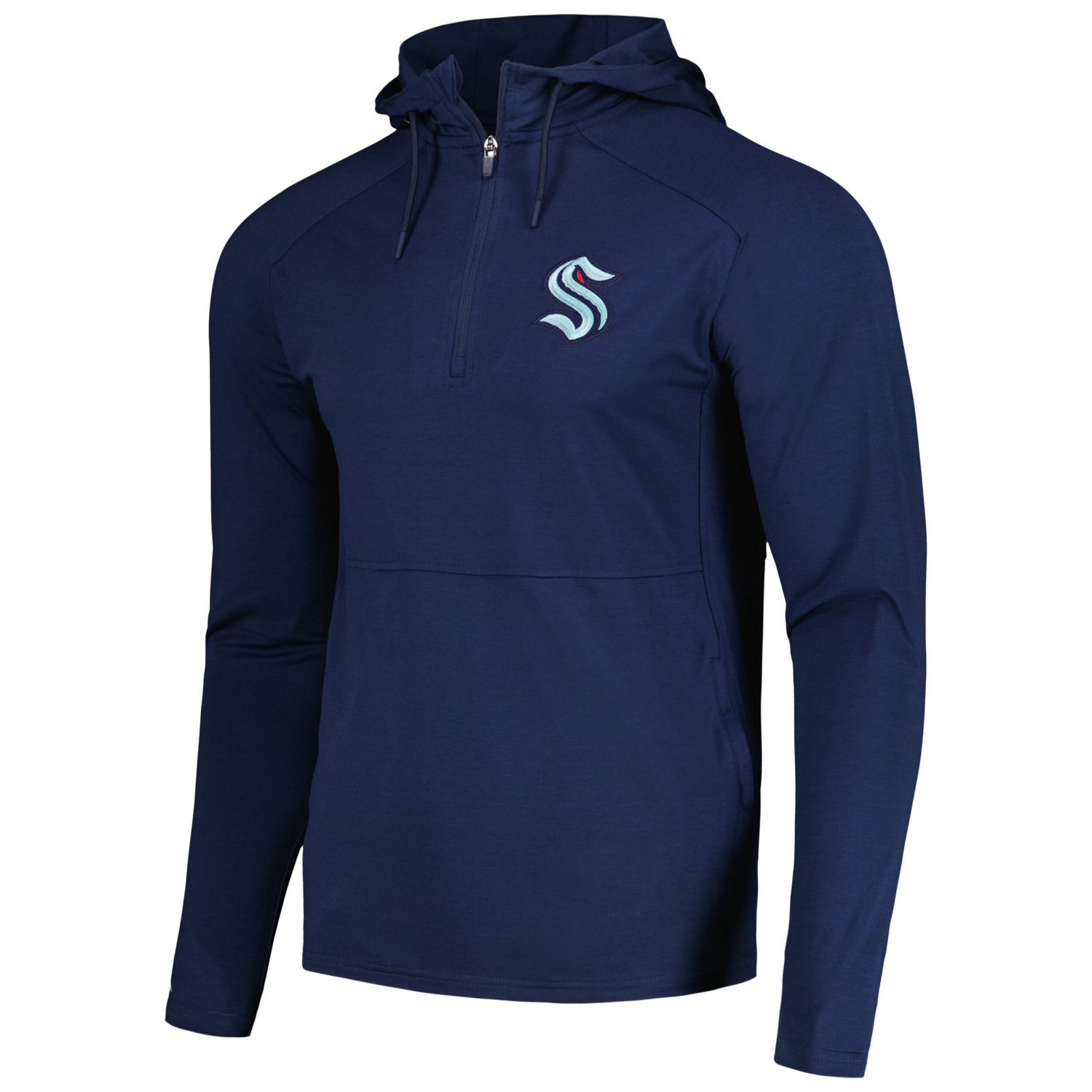 Antigua Heather Seattle Kraken Spikes Raglan Quarter-Zip Hoodie                                                                  - view number 2