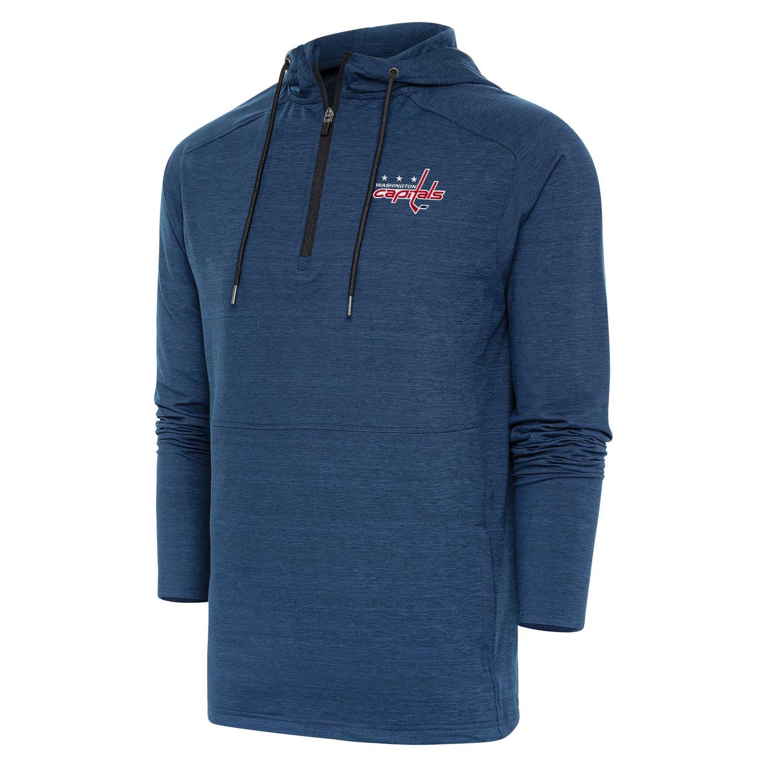 Antigua Heather Washington Capitals Spikes Raglan Quarter-Zip Hoodie