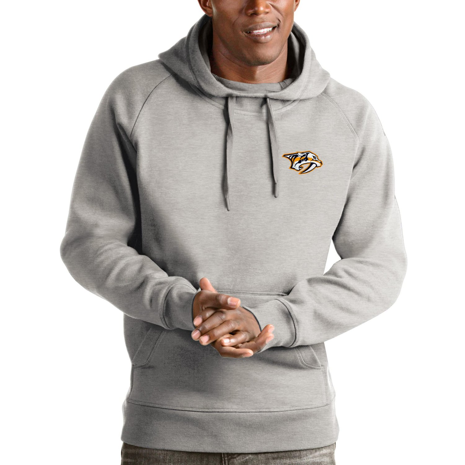 Antigua Heathered Gray Nashville Predators Victory Pullover Hoodie