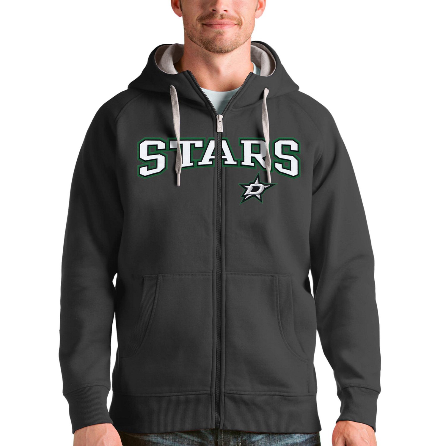 Antigua Hunter Dallas Stars Wordmark Victory Full-Zip Hoodie - view number 1