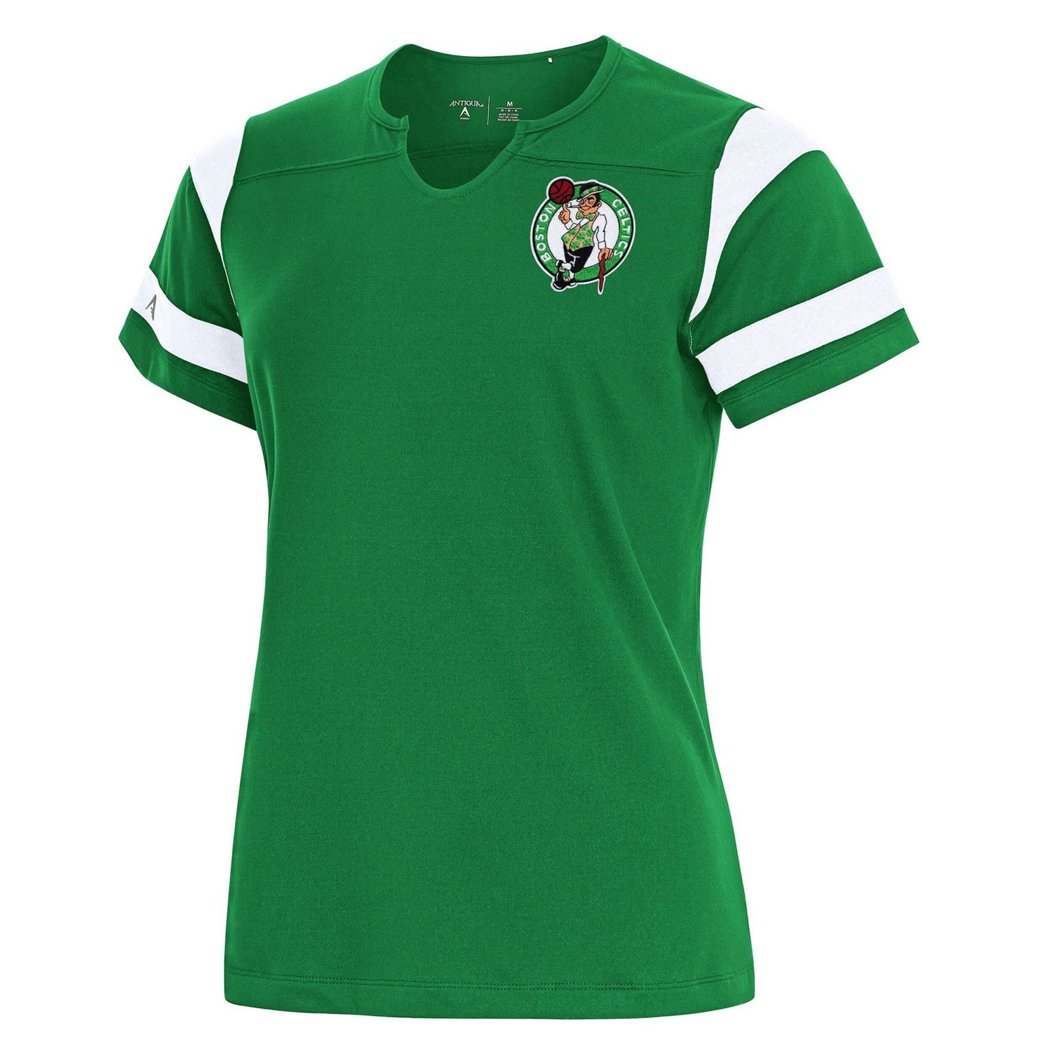 Antigua Kelly Boston Celtics Encounter Short Sleeve Notch Neck Top                                                               - view number 1