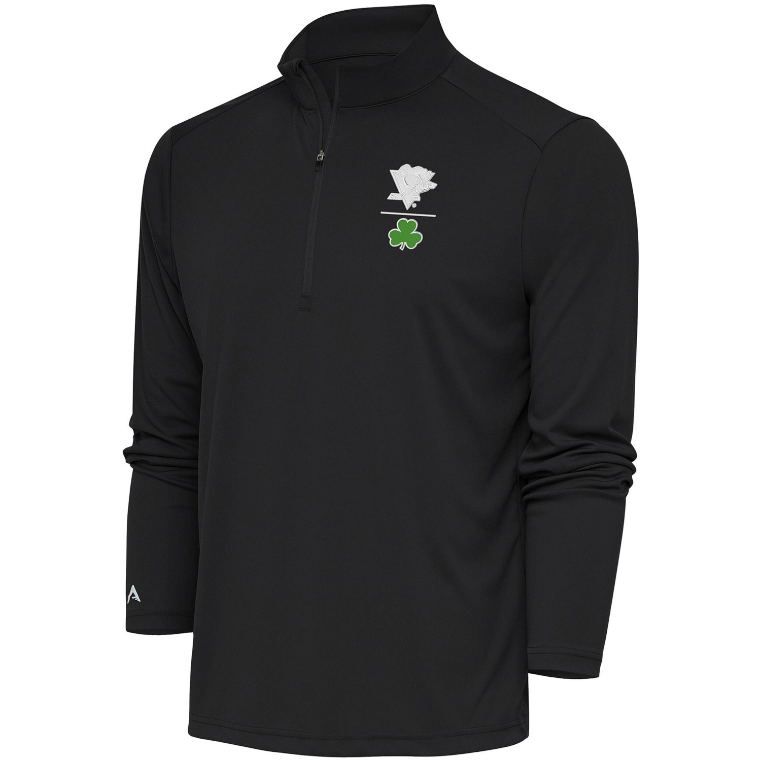 Antigua Kelly Pittsburgh Penguins Shamrock Tribute Quarter-Zip Pullover Top