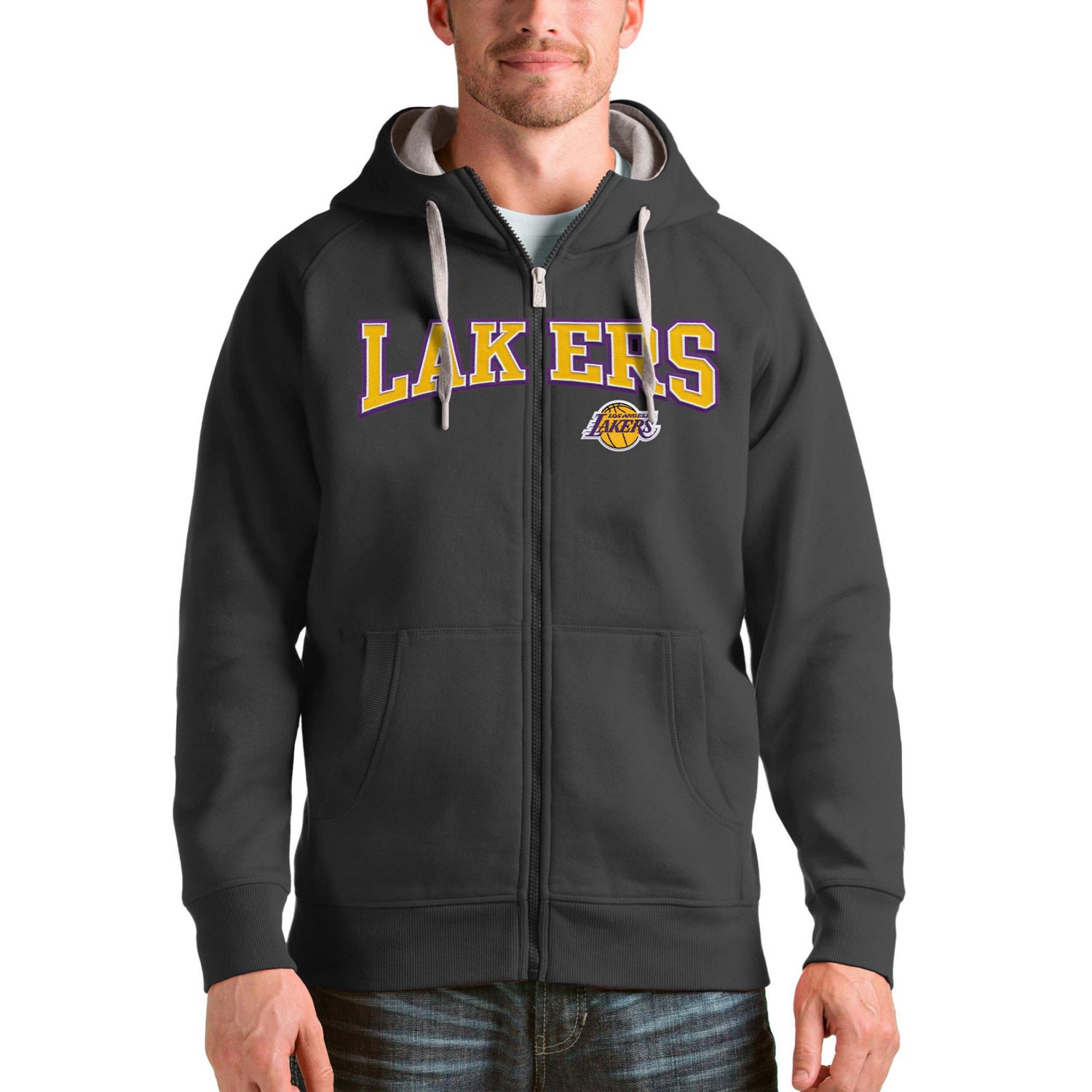 Antigua Los Angeles Lakers Victory Full-Zip Hoodie