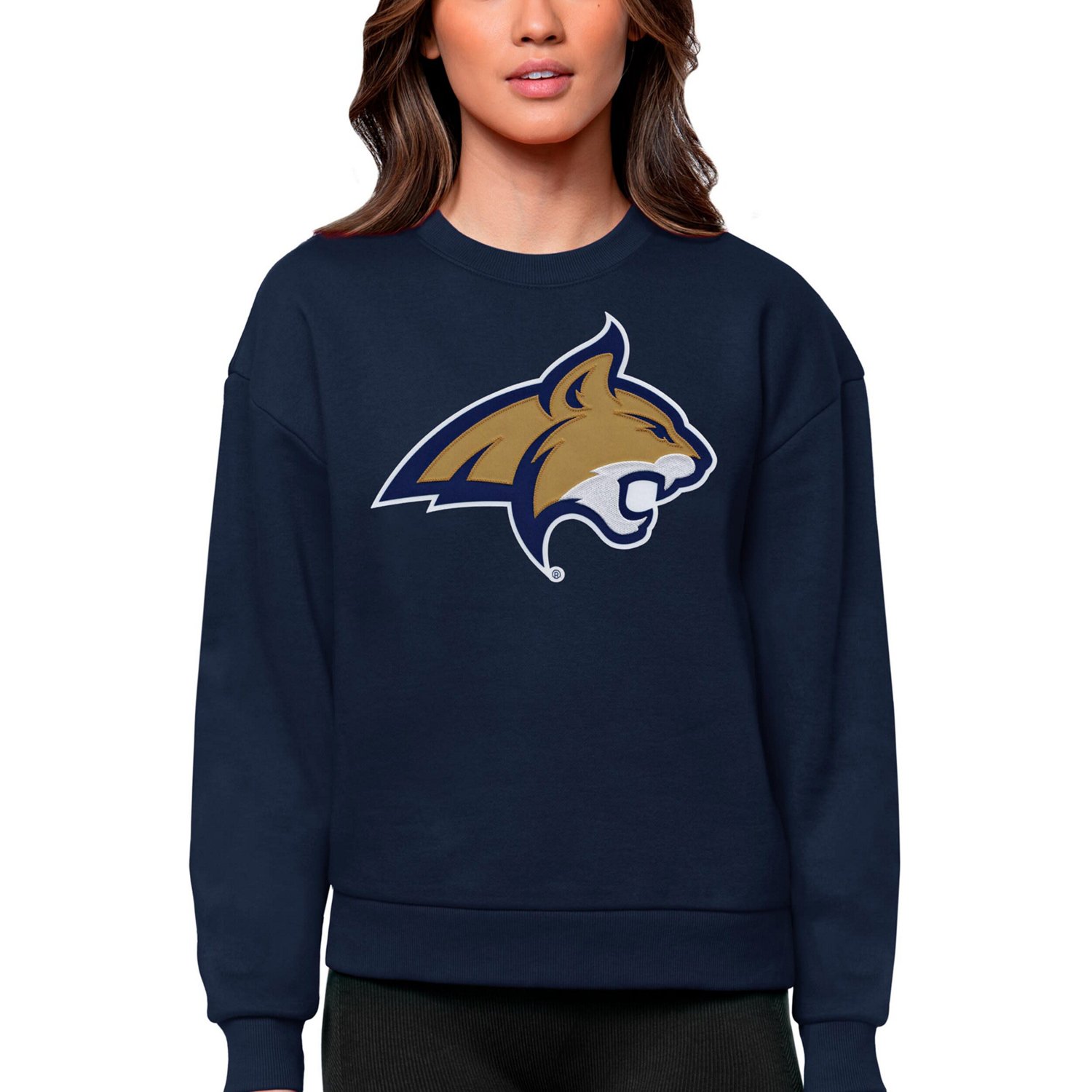 Antigua Montana State Bobcats Victory Crewneck Pullover Sweatshirt