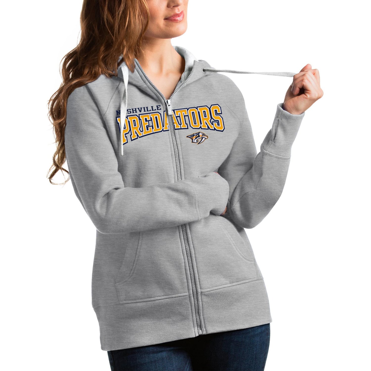 Antigua Nashville Predators Wordmark Victory Full-Zip Hoodie