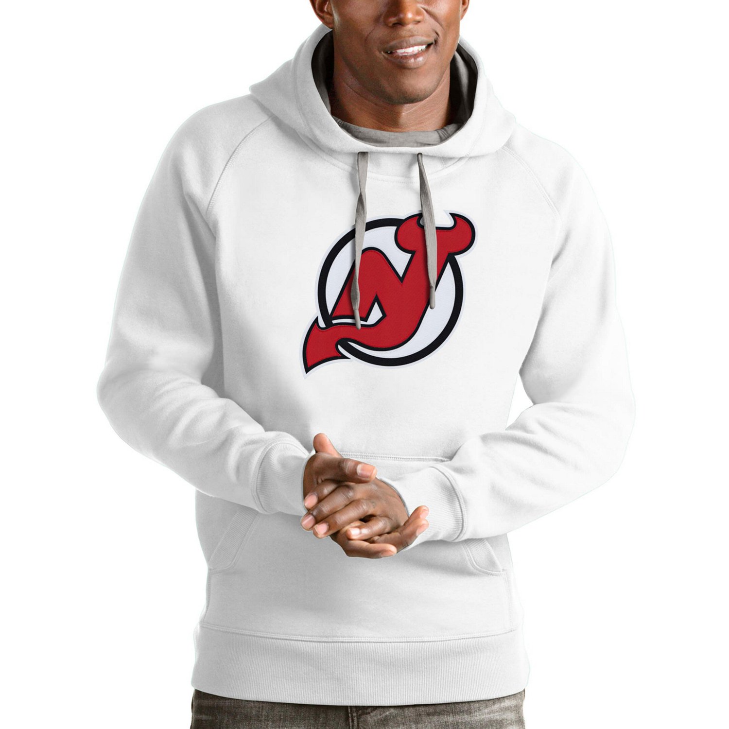 Antigua New Jersey Devils Logo Victory Pullover Hoodie - view number 1