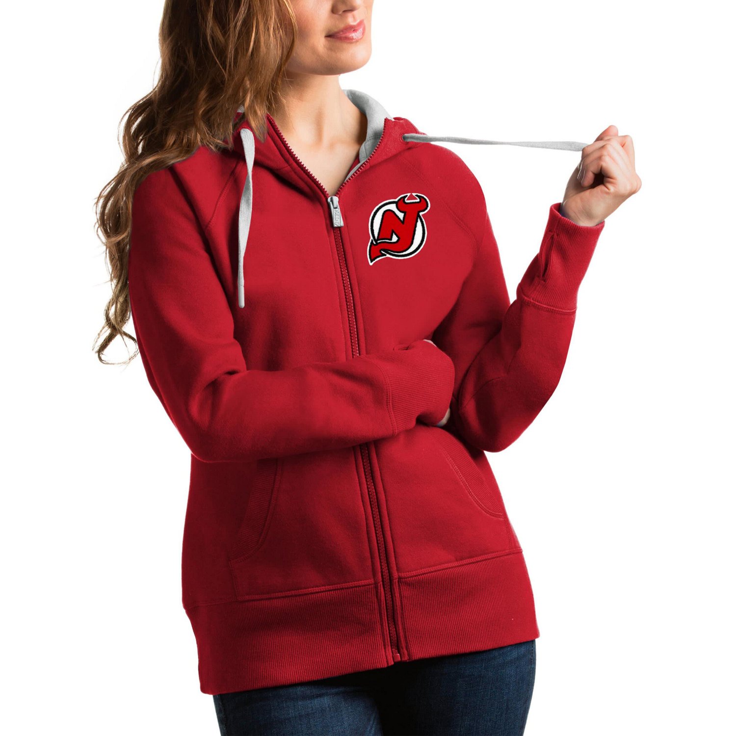 Antigua New Jersey Devils Team Victory Full-Zip Hoodie                                                                           - view number 1
