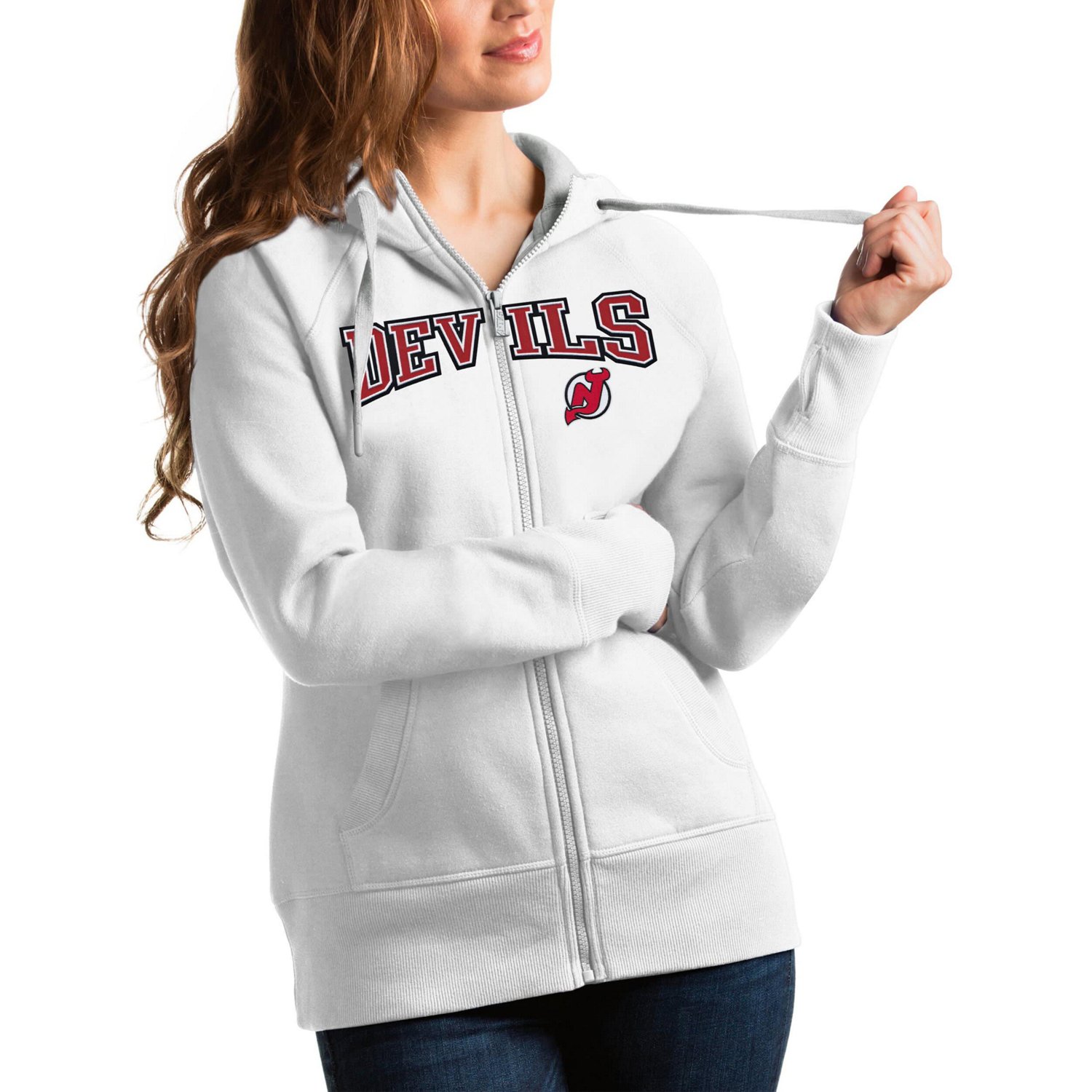 Antigua New Jersey Devils Wordmark Victory Full-Zip Hoodie                                                                       - view number 1