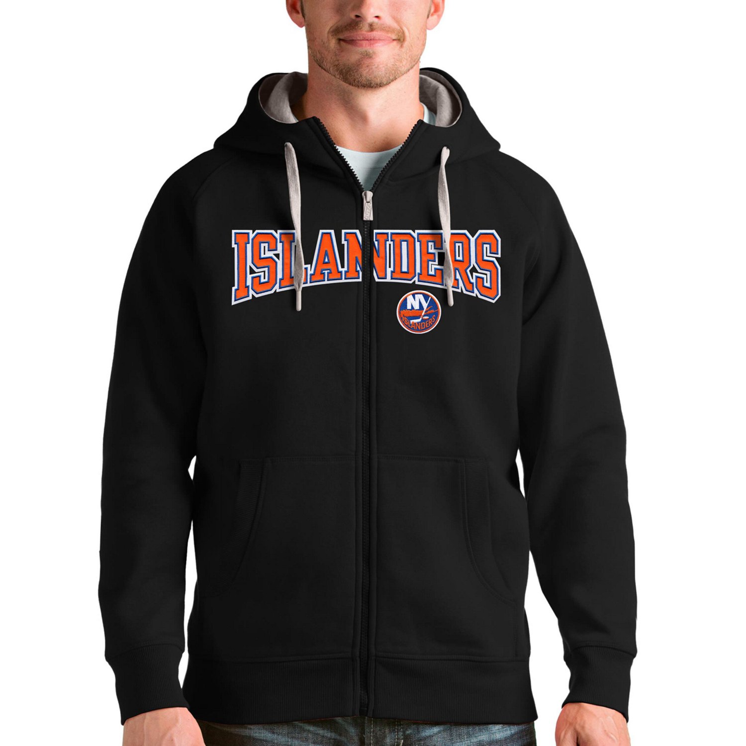 Antigua New York Islanders Wordmark Victory Full-Zip Hoodie                                                                      - view number 1