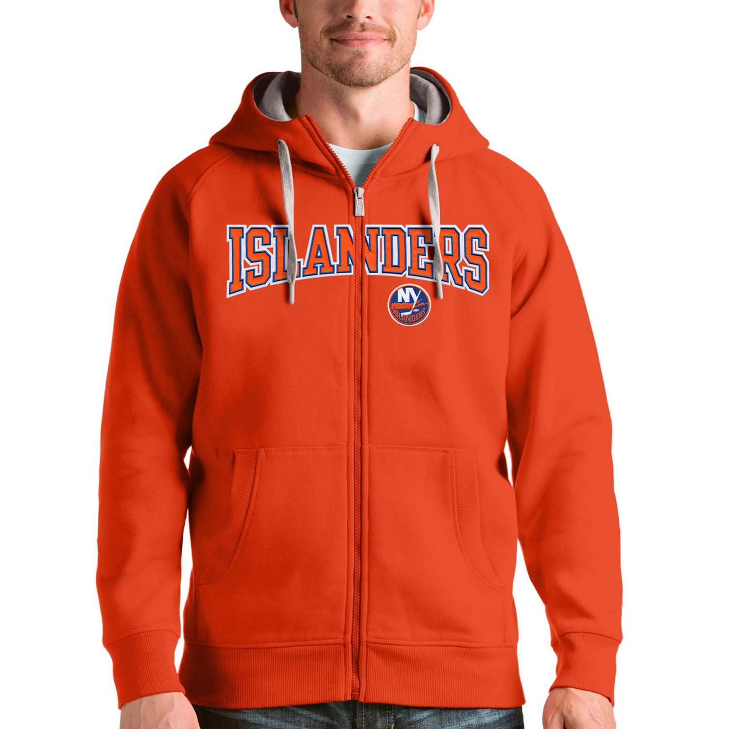 Antigua New York Islanders Wordmark Victory Full-Zip Hoodie                                                                      - view number 1