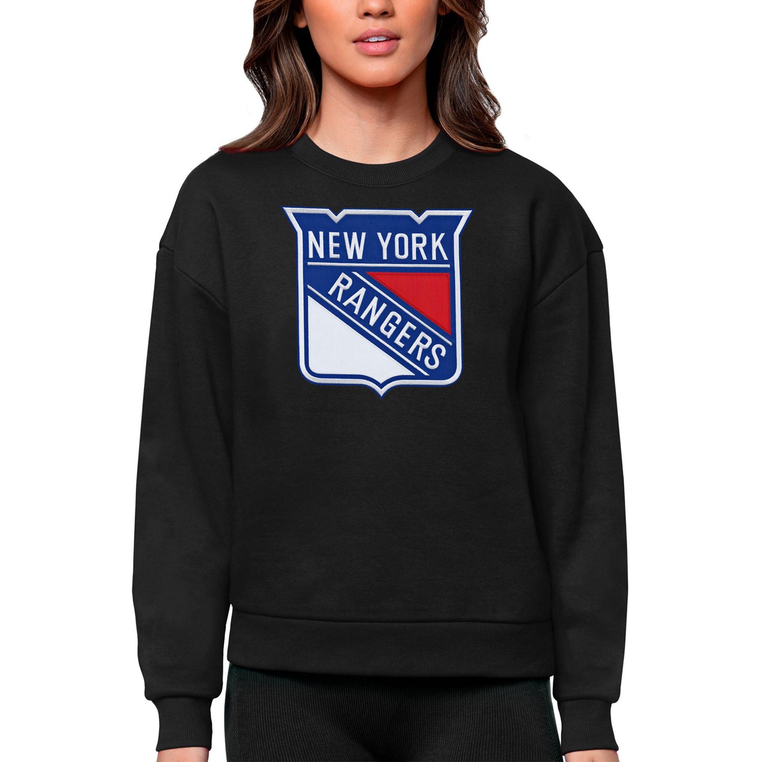 Antigua New York Rangers Primary Logo Team Logo Victory Crewneck Pullover Sweatshirt                                             - view number 1
