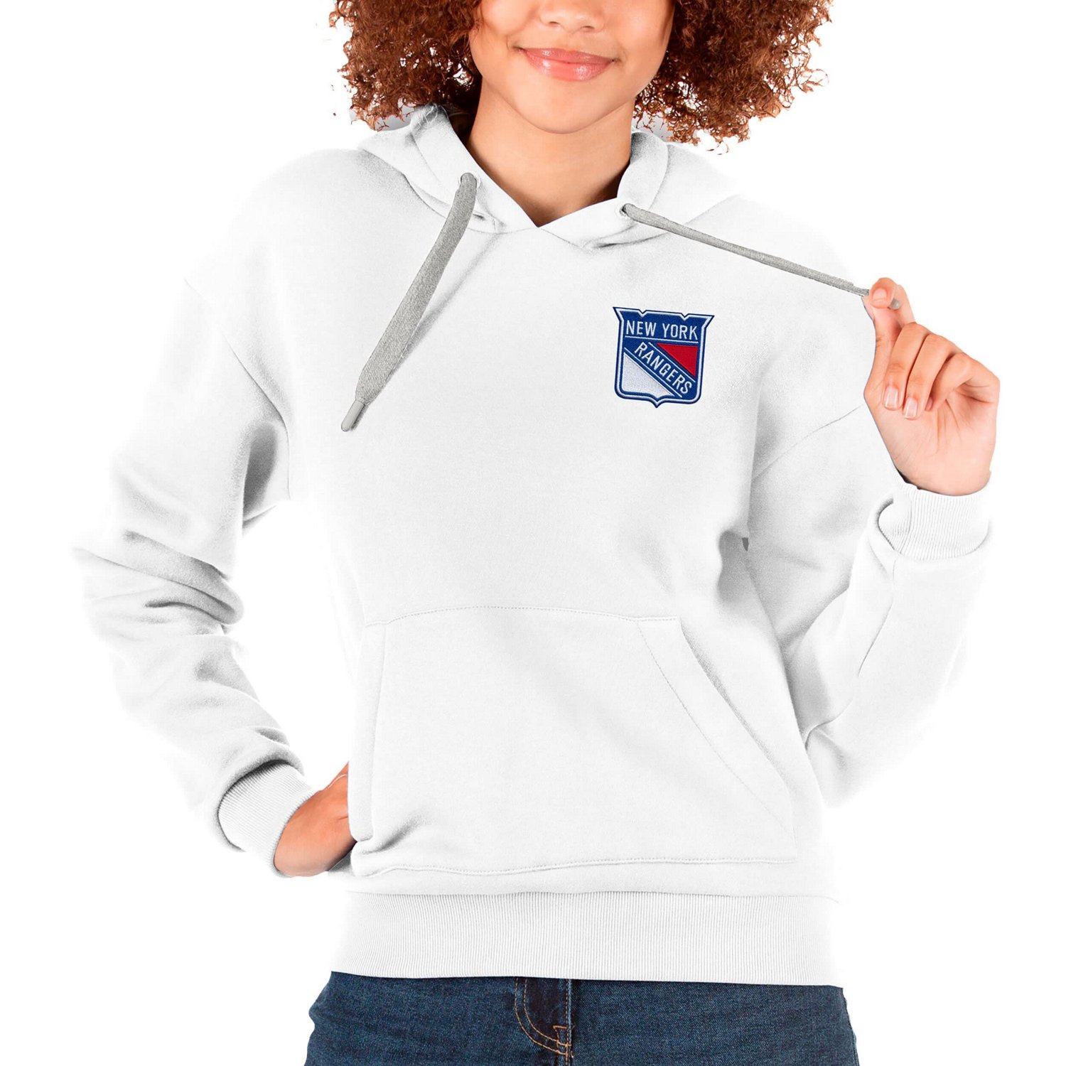 Antigua New York Rangers Primary Logo Victory Pullover Hoodie                                                                    - view number 1