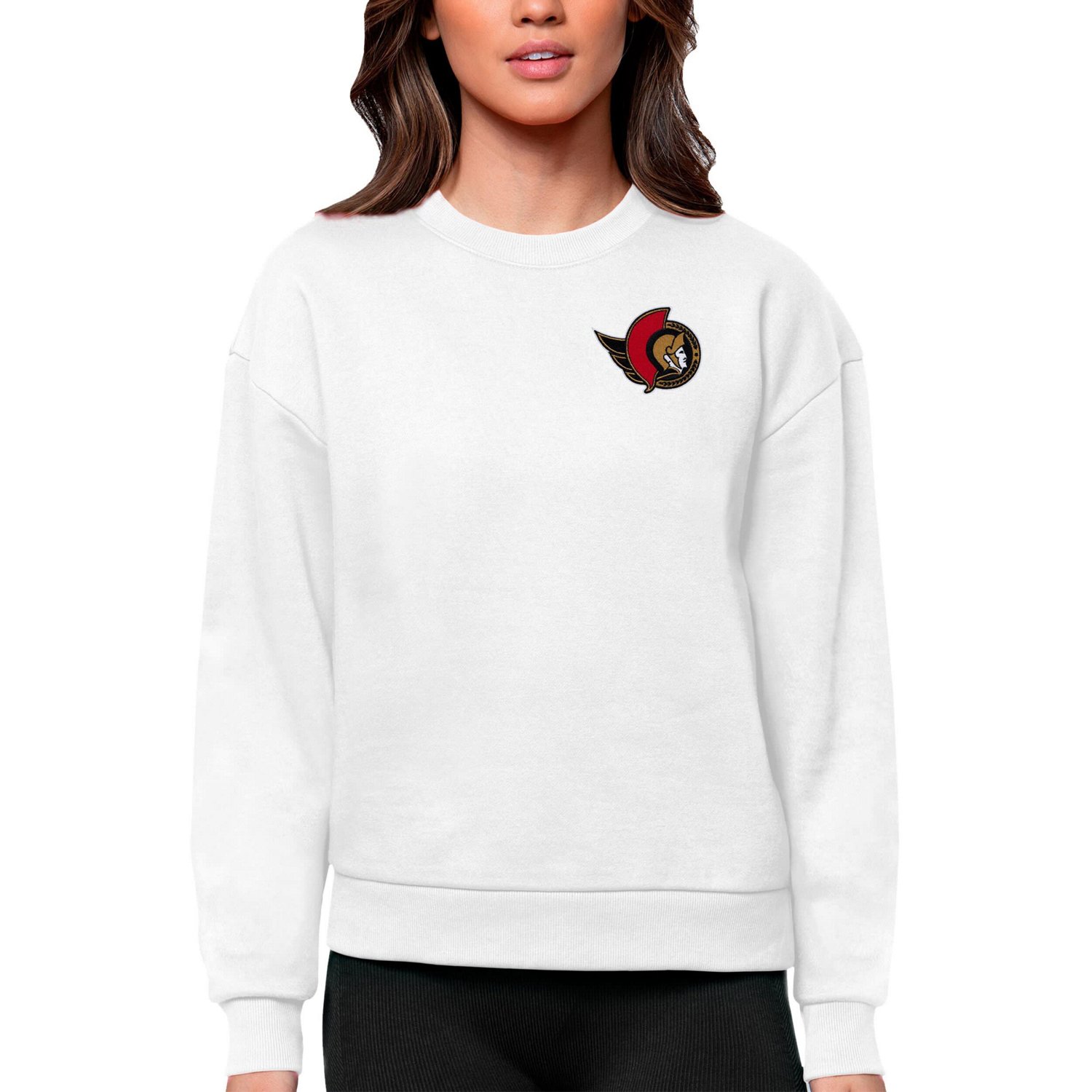 Antigua Ottawa Senators Primary Logo Victory Crewneck Pullover Sweatshirt