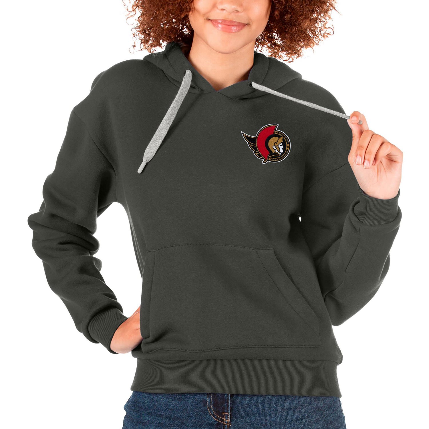 Antigua Ottawa Senators Primary Logo Victory Pullover Hoodie                                                                     - view number 1