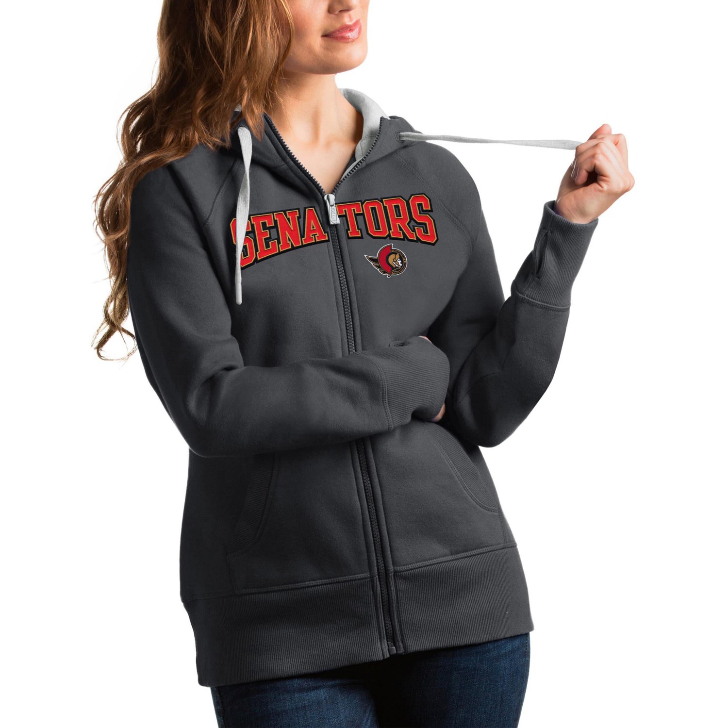 Antigua Ottawa Senators Wordmark Victory Full-Zip Hoodie