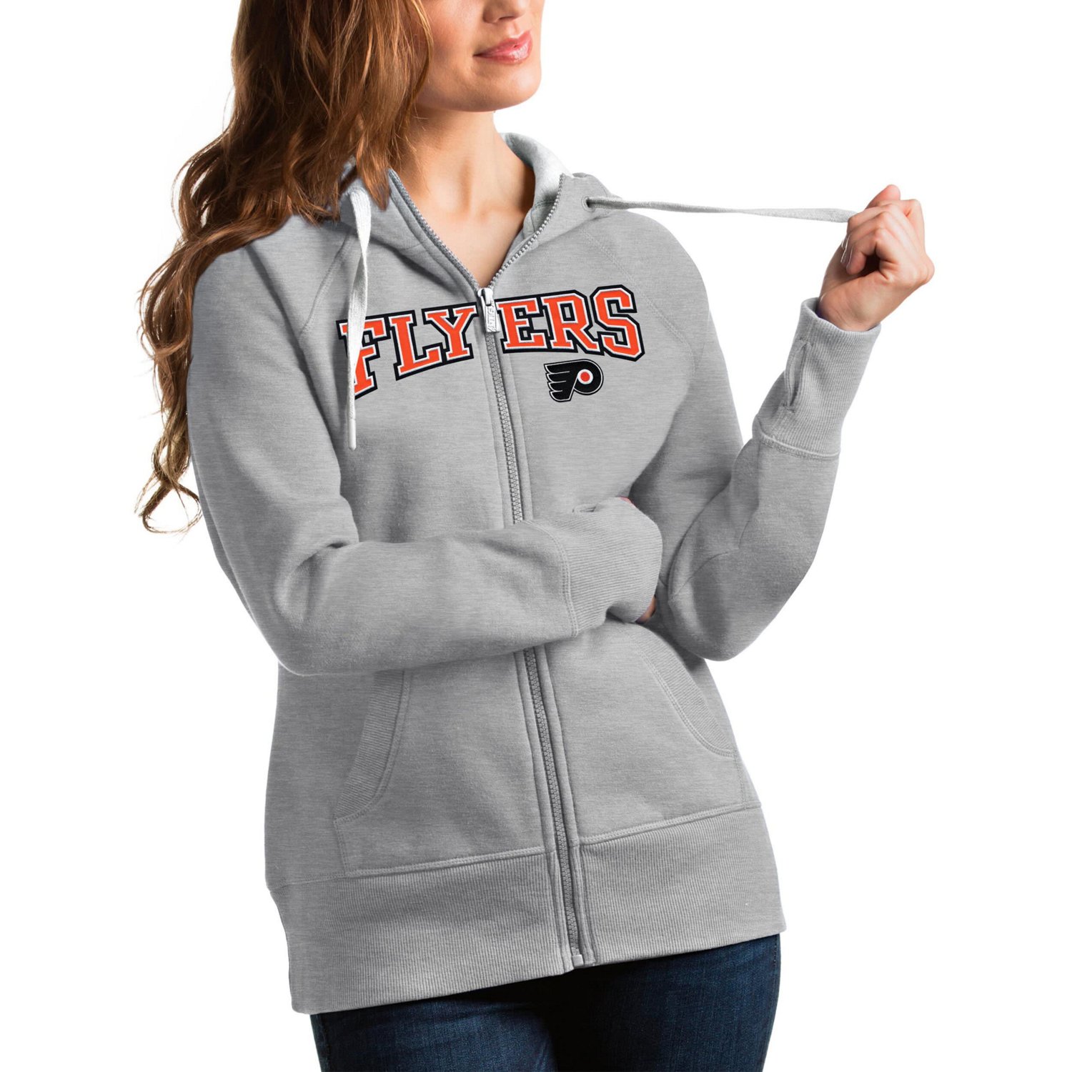 Antigua Philadelphia Flyers Wordmark Victory Full-Zip Hoodie