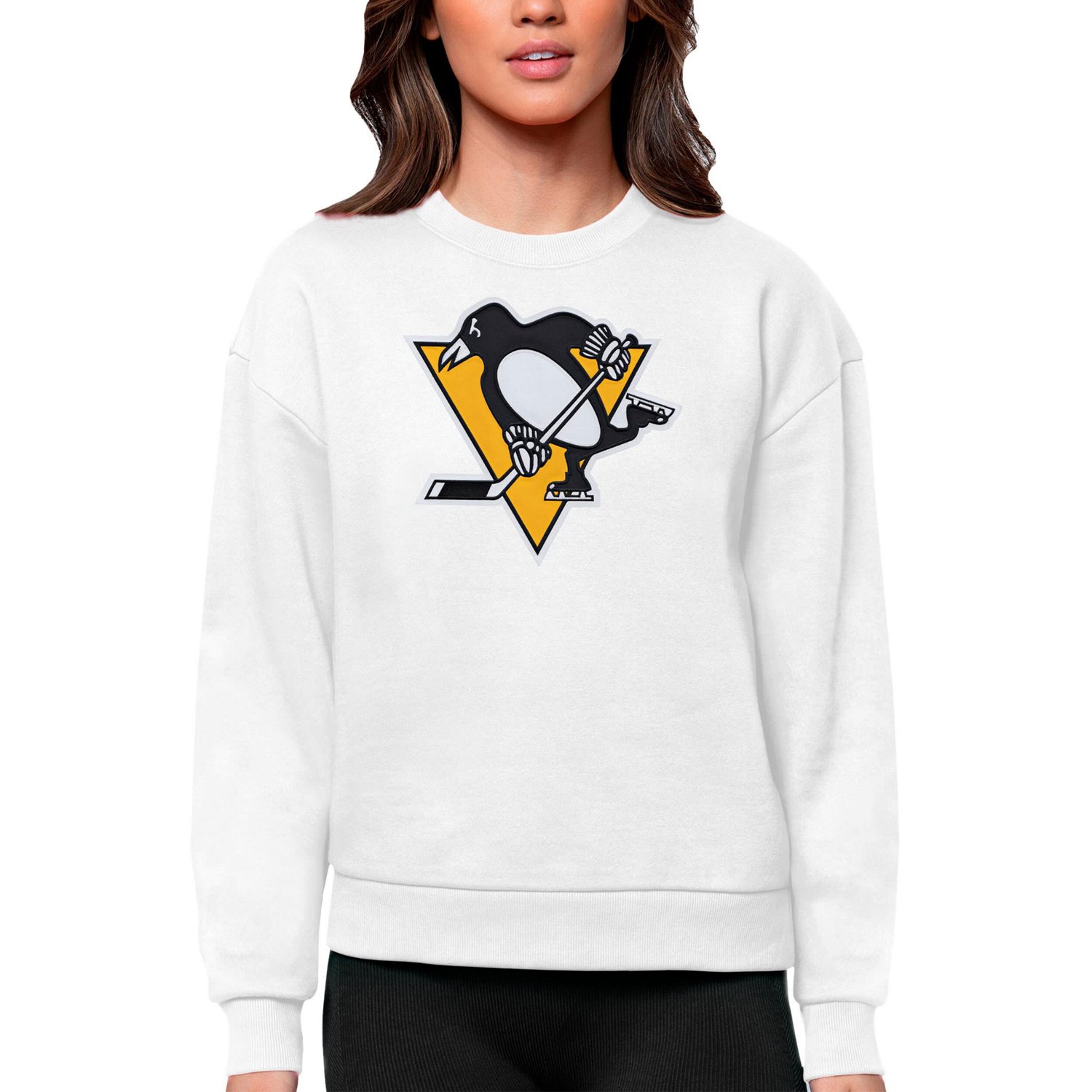 Antigua Pittsburgh Penguins Primary Logo Team Logo Victory Crewneck Pullover Sweatshirt                                          - view number 1