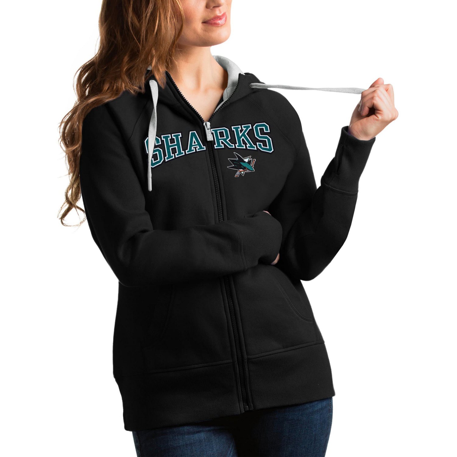 Antigua San Jose Sharks Wordmark Victory Full-Zip Hoodie                                                                         - view number 1
