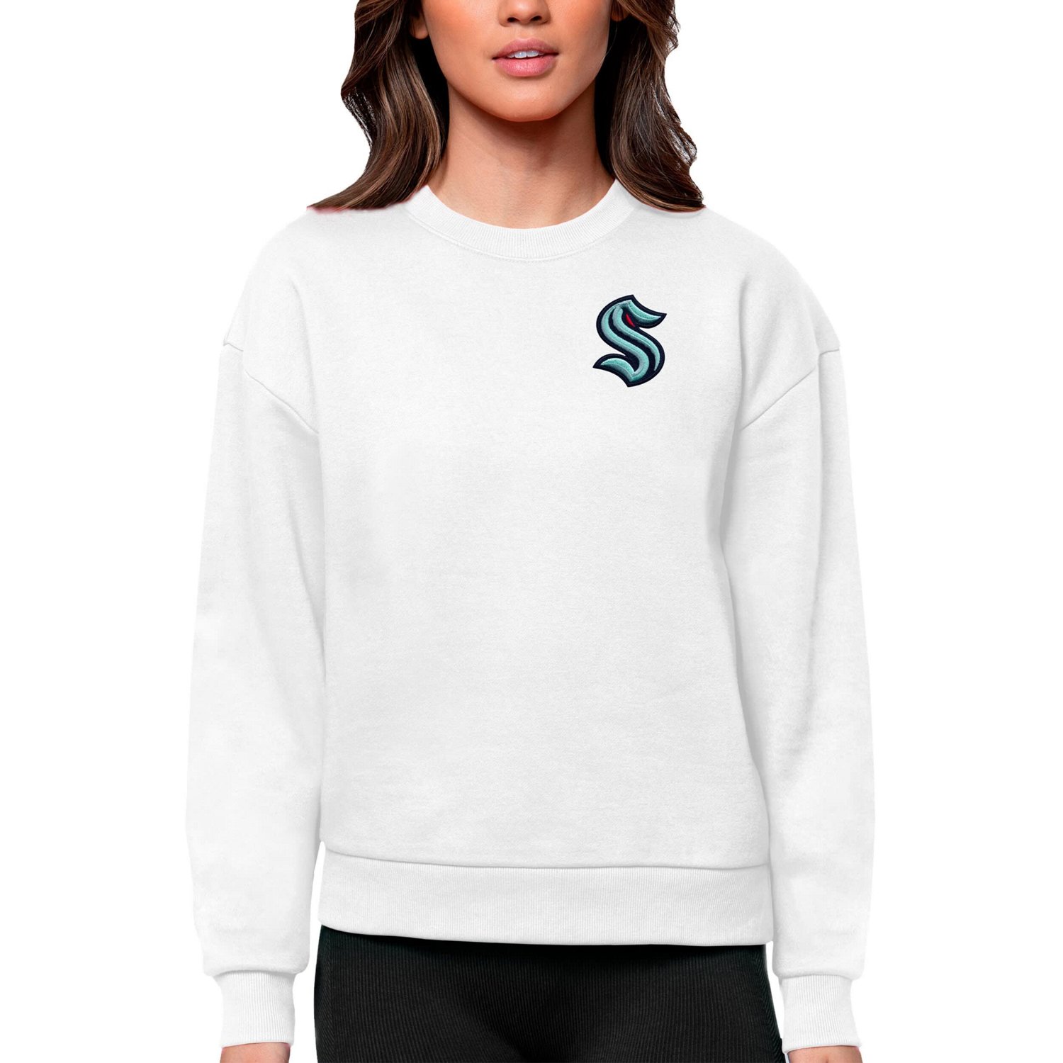 Antigua Seattle Kraken Primary Logo Victory Crewneck Pullover Sweatshirt                                                         - view number 1