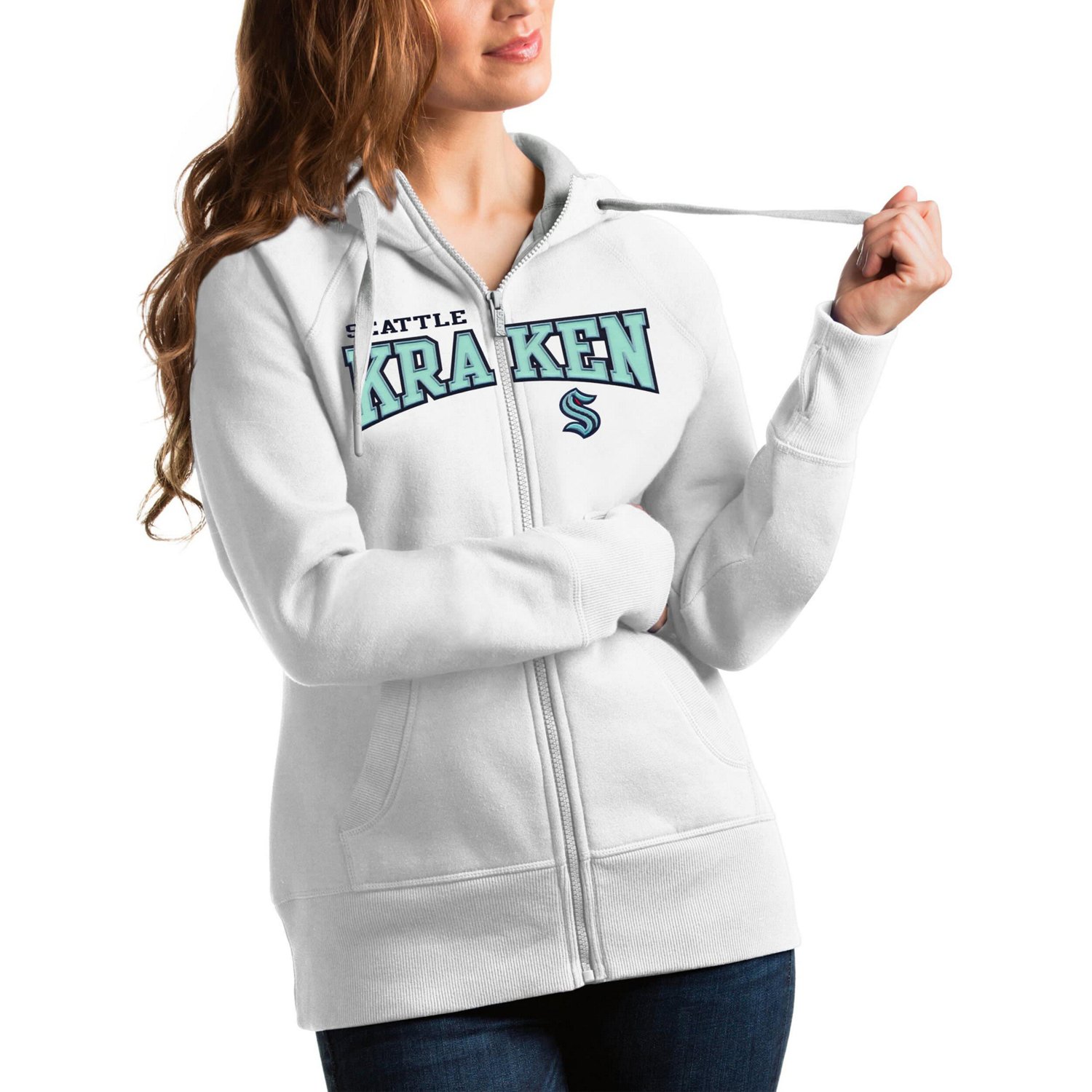 Antigua Seattle Kraken Wordmark Victory Full-Zip Hoodie                                                                          - view number 1