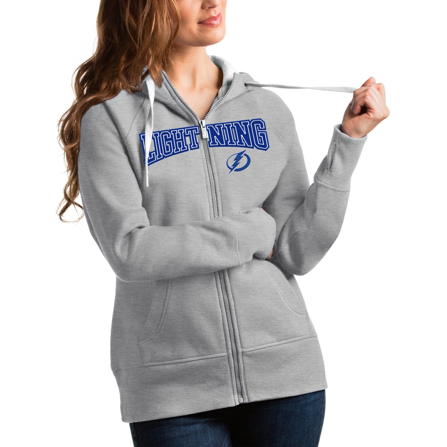 Antigua Tampa Bay Lightning Wordmark Victory Full-Zip Hoodie
