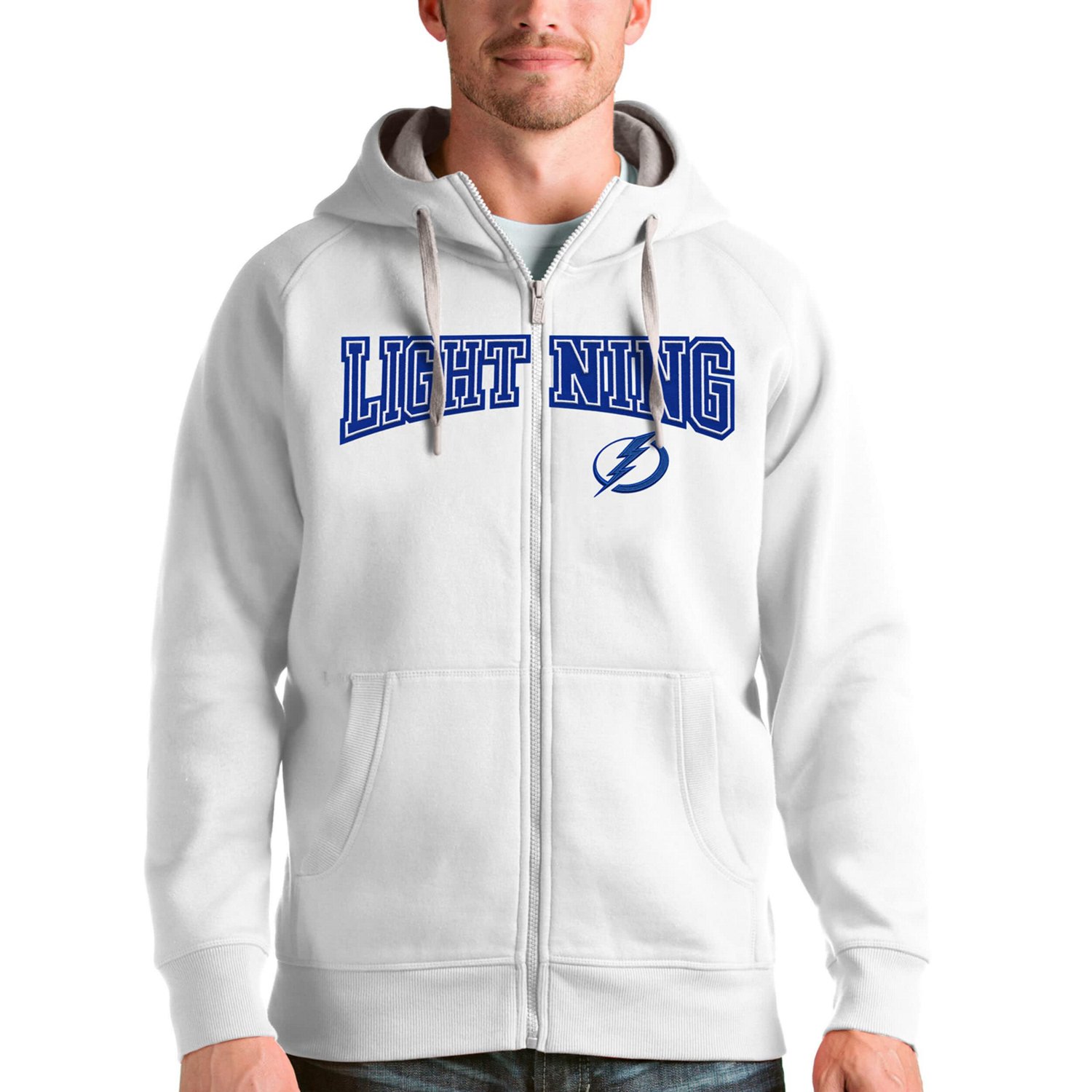 Antigua Tampa Bay Lightning Wordmark Victory Full-Zip Hoodie