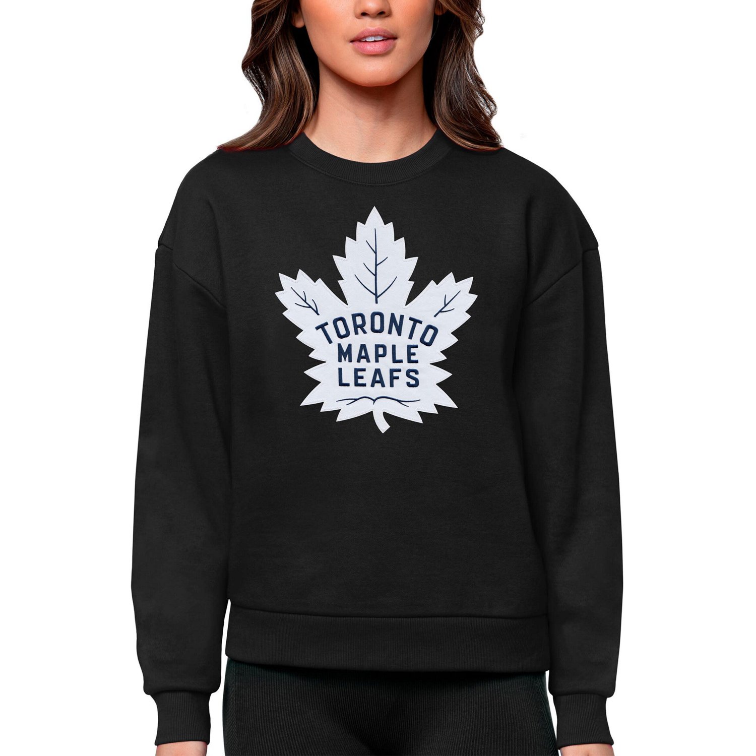Antigua Toronto Maple Leafs Primary Logo Team Victory Crewneck Pullover Sweatshirt