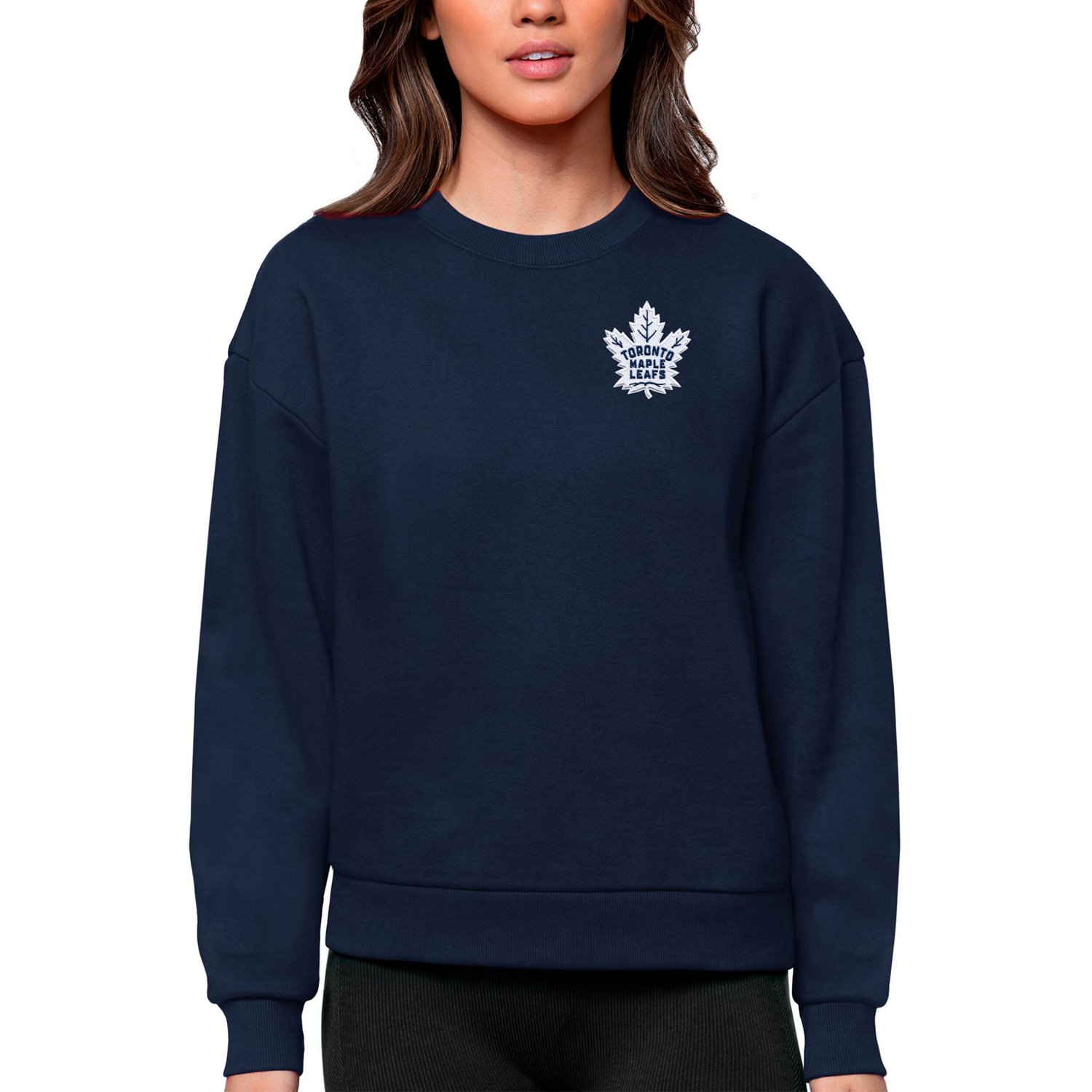 Antigua Toronto Maple Leafs Primary Logo Victory Crewneck Pullover Sweatshirt                                                    - view number 1