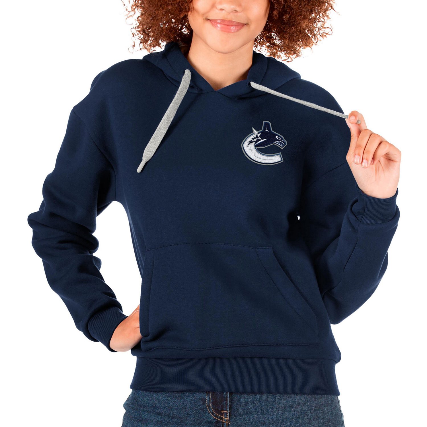 Antigua Vancouver Canucks Primary Logo Victory Pullover Hoodie