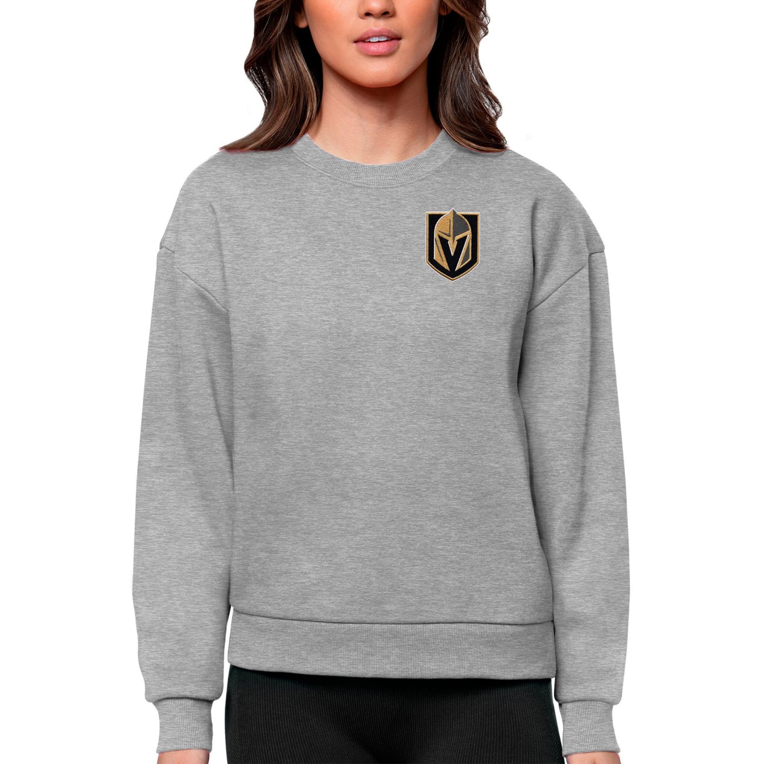 Antigua Vegas Golden Knights Primary Logo Victory Crewneck Pullover Sweatshirt                                                   - view number 1