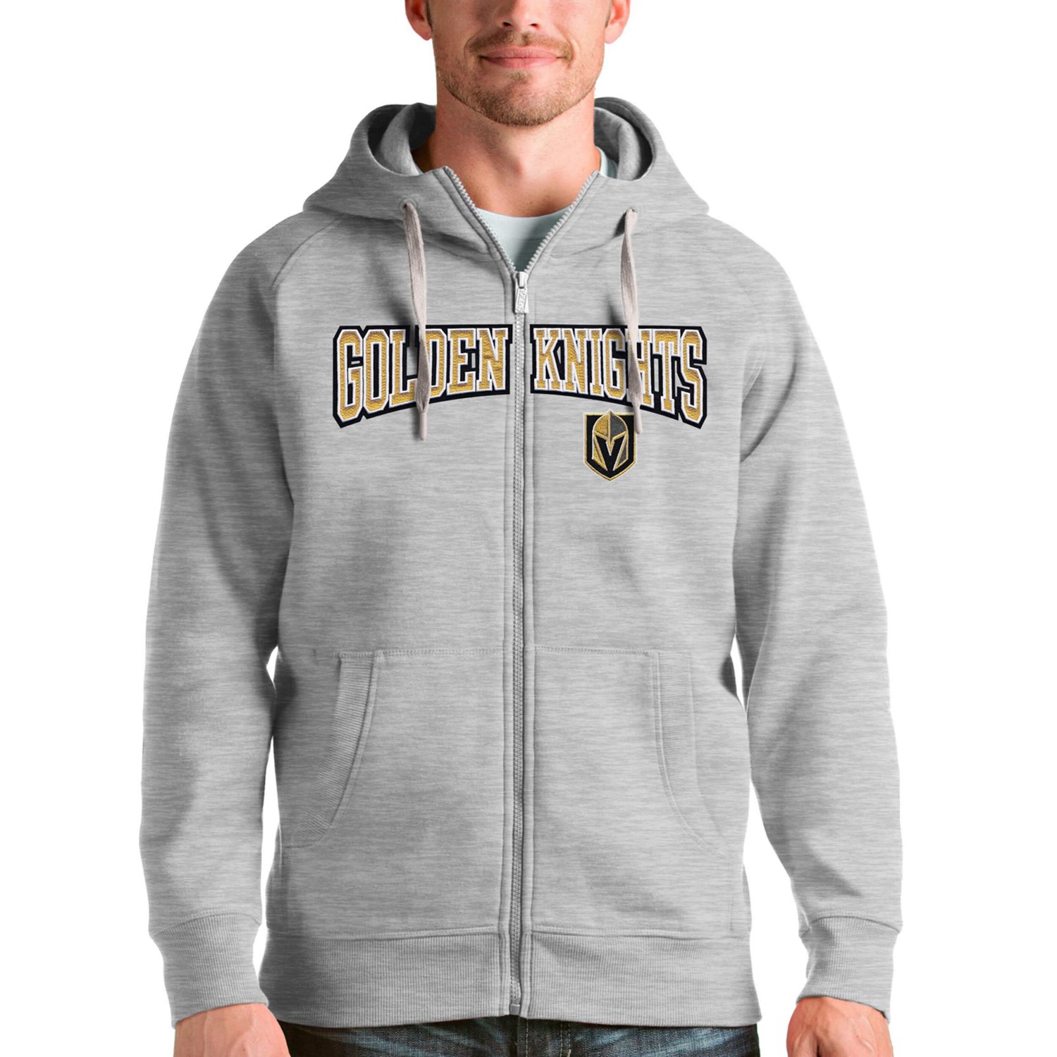Antigua Vegas Golden Knights Wordmark Victory Full-Zip Hoodie