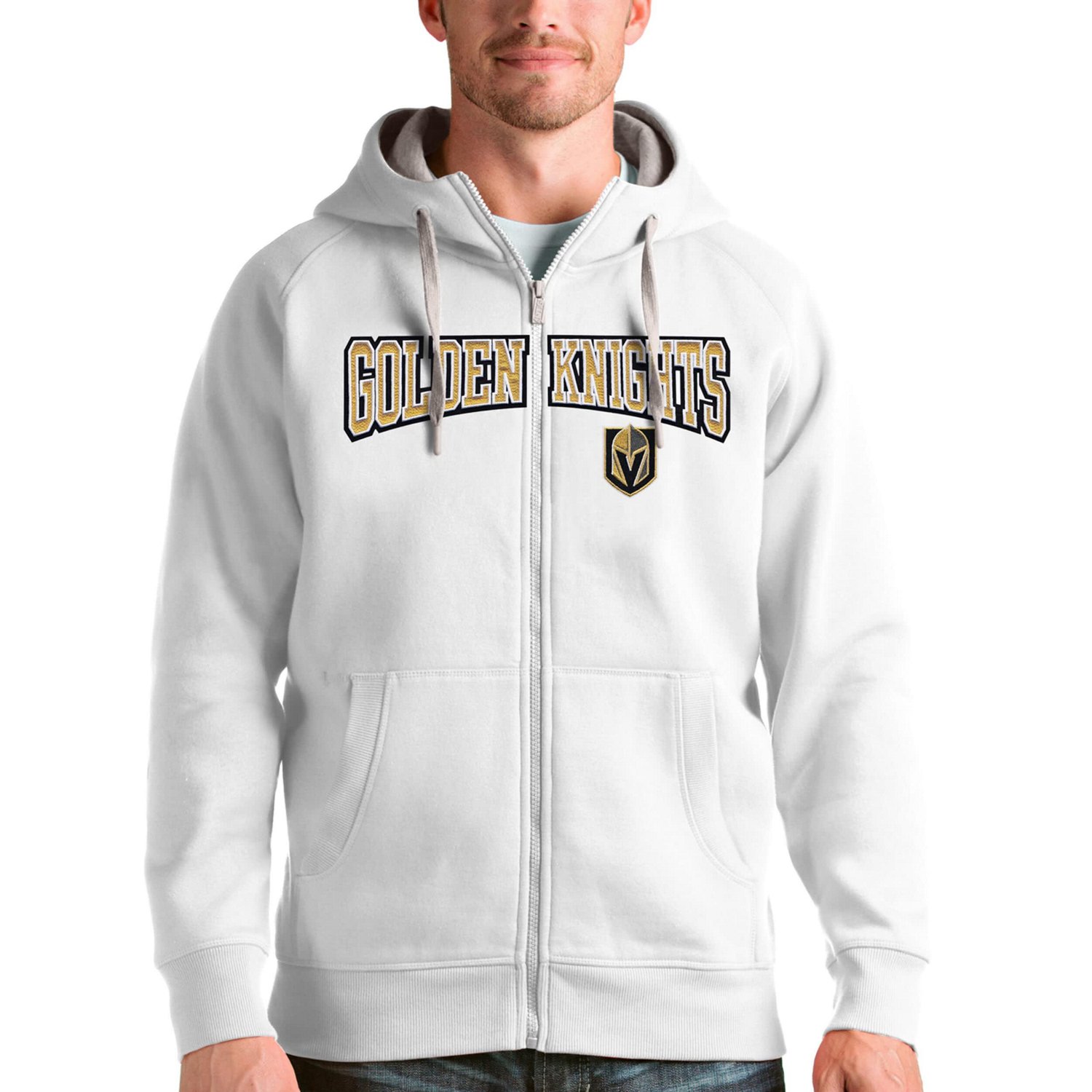 Antigua Vegas Golden Knights Wordmark Victory Full-Zip Hoodie                                                                    - view number 1