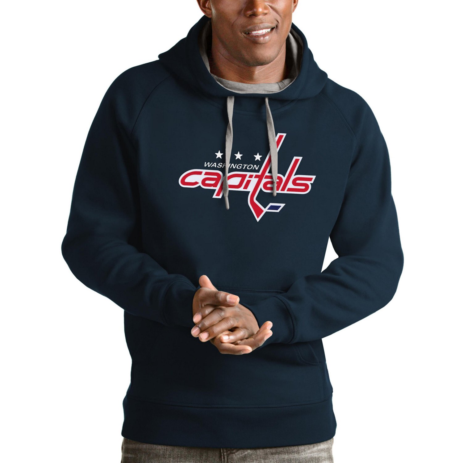 Antigua Washington Capitals Logo Victory Pullover Hoodie                                                                         - view number 1