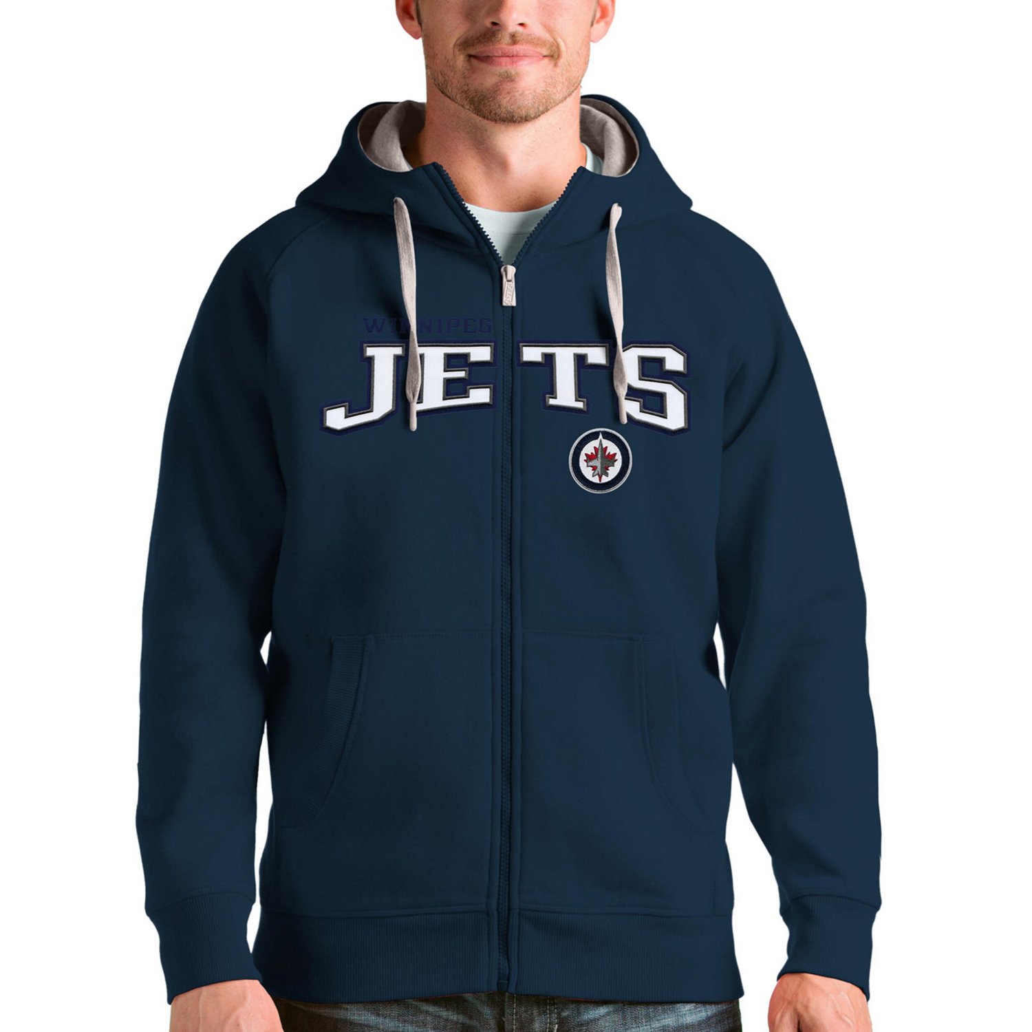 Antigua Winnipeg Jets Wordmark Victory Full-Zip Hoodie                                                                           - view number 1