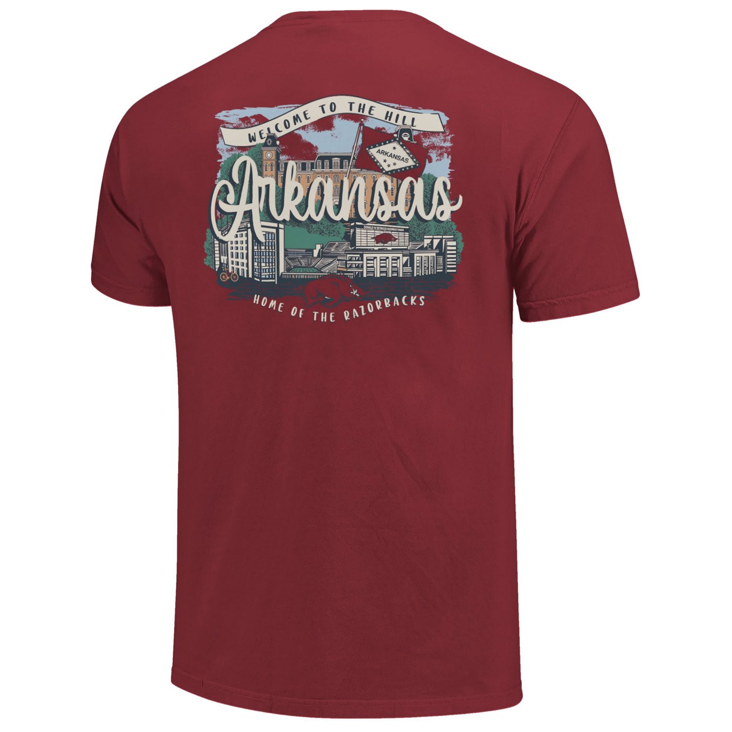 Arkansas Razorbacks Comfort Colors Campus Scene Drawing Script T-Shirt - view number 3