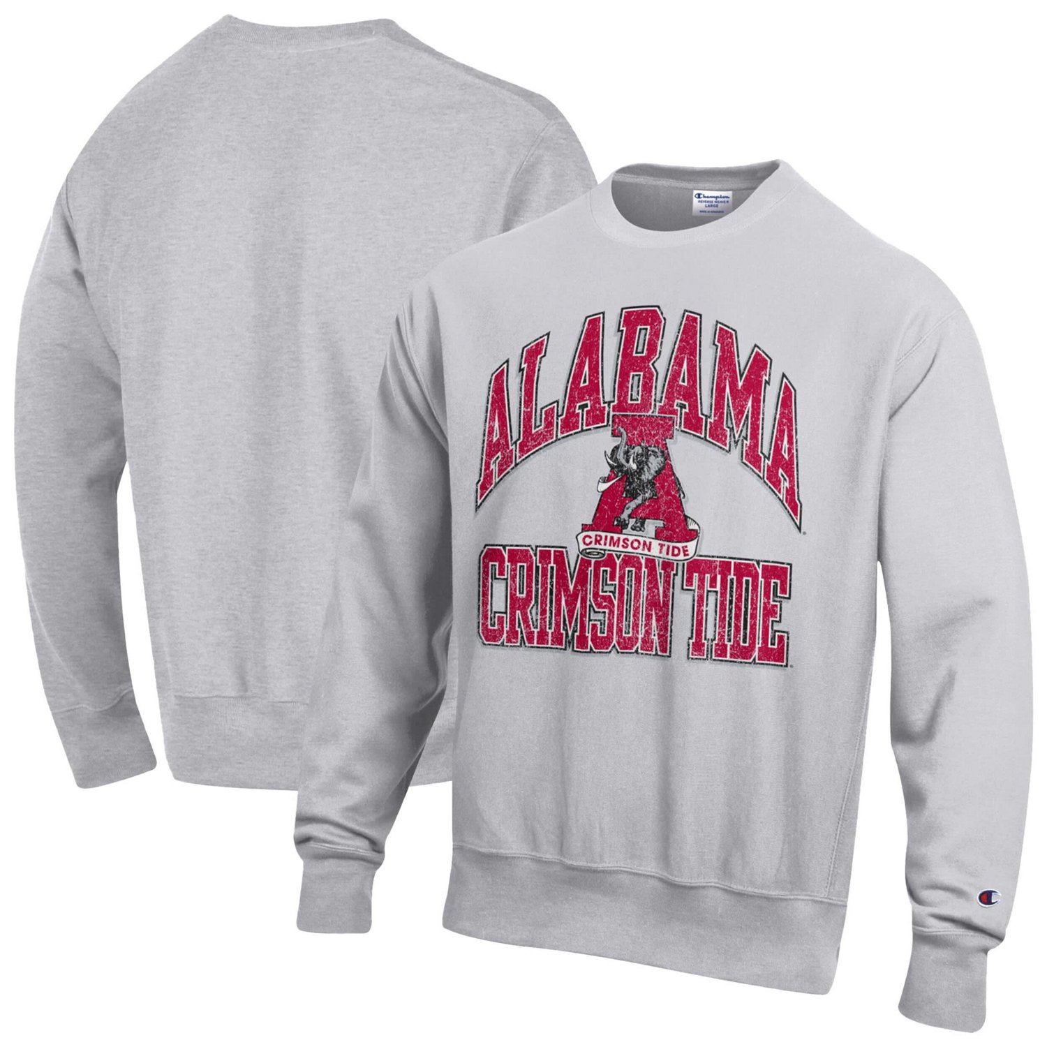 Champion Alabama Crimson Tide Distressed Arch Over Logo Reverse Weave Crew Neck Sweatshirt