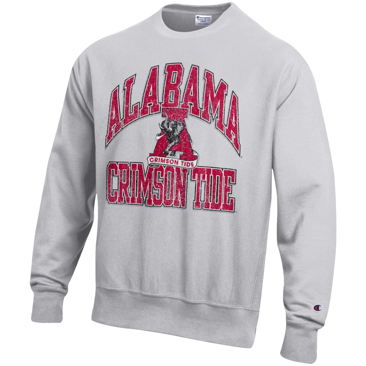 Champion Alabama Crimson Tide Distressed Arch Over Logo Reverse Weave Crew Neck Sweatshirt - view number 2