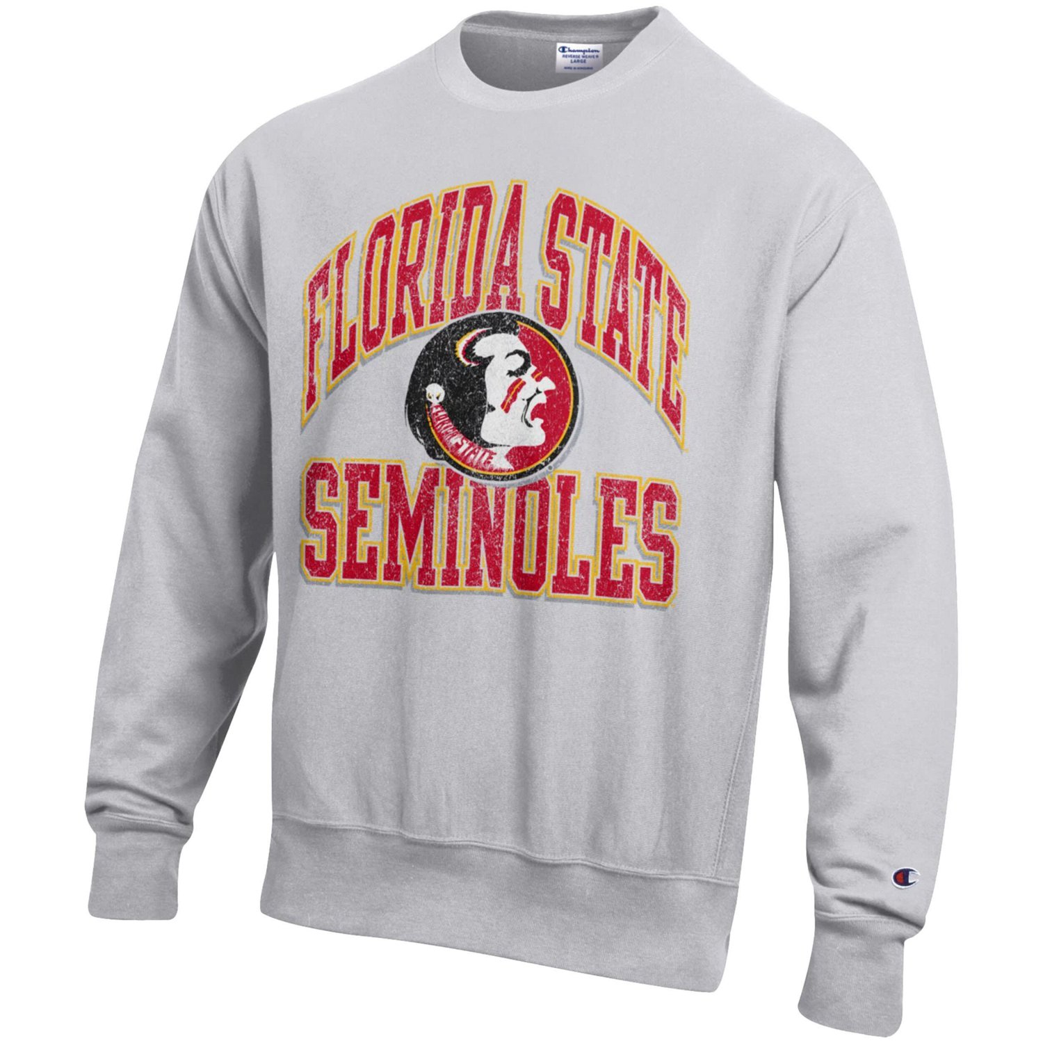 Champion Florida State Seminoles Distressed Arch Over Logo Reverse Weave Crew Neck Sweatshirt - view number 2