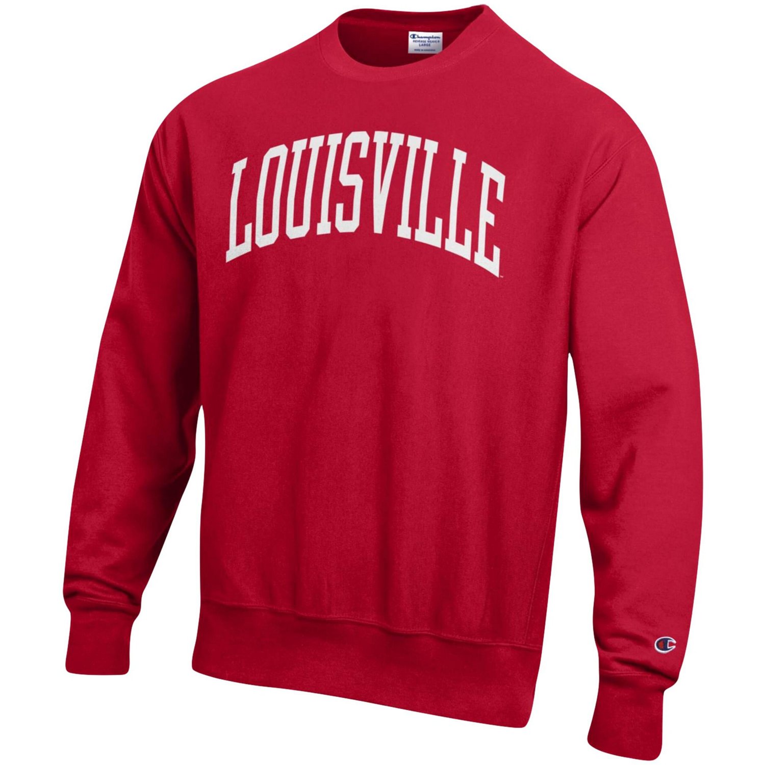 Champion Heathered Gray Louisville Cardinals Arch Reverse Weave Pullover Sweatshirt                                              - view number 2