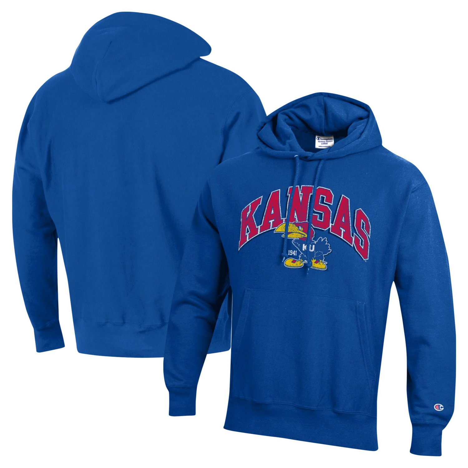 Champion Kansas Jayhawks Vault Late Night Reverse Weave Pullover Hoodie                                                          - view number 1
