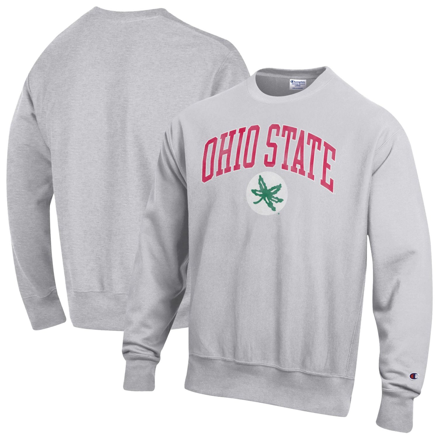 Champion Ohio State Buckeyes Distressed Arch Over Logo Reverse Weave Crew Neck Sweatshirt