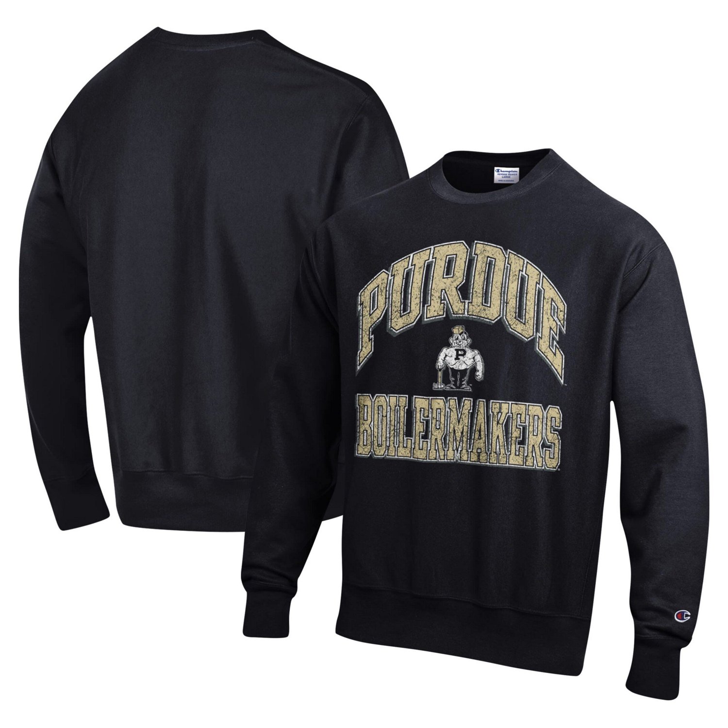 Champion Purdue Boilermakers Vault Late Night Reverse Weave Pullover Sweatshirt Black