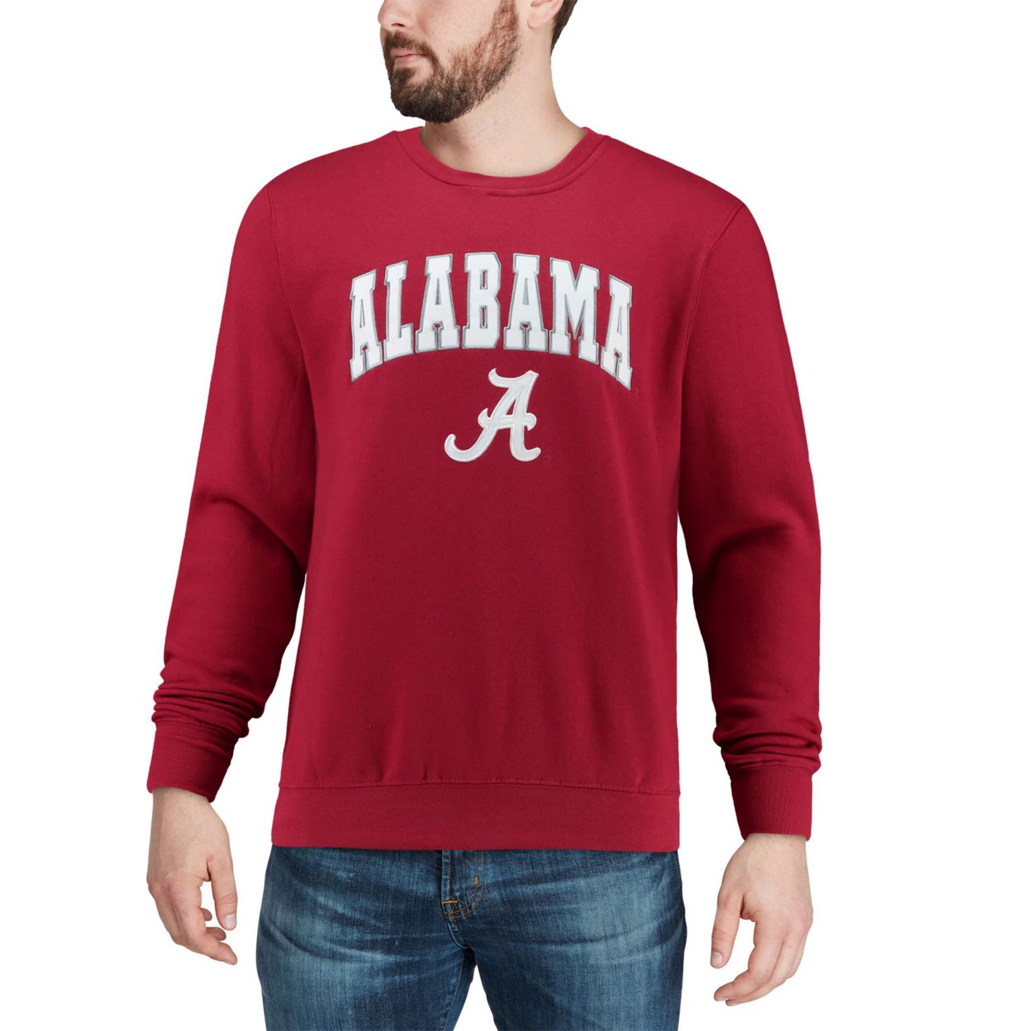 Colosseum Heathered Gray Alabama Crimson Tide Arch  Logo Crew Neck Sweatshirt                                                    - view number 4