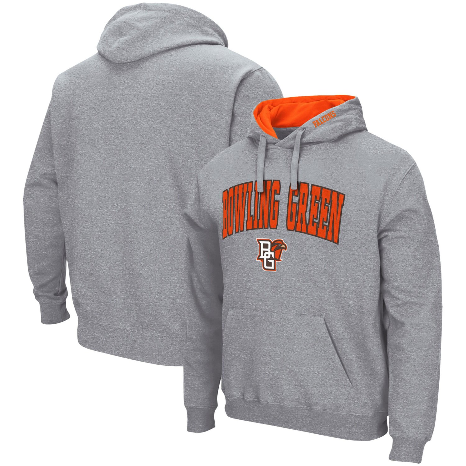 Colosseum Heathered Gray Bowling St Falcons Arch and Logo Pullover Hoodie